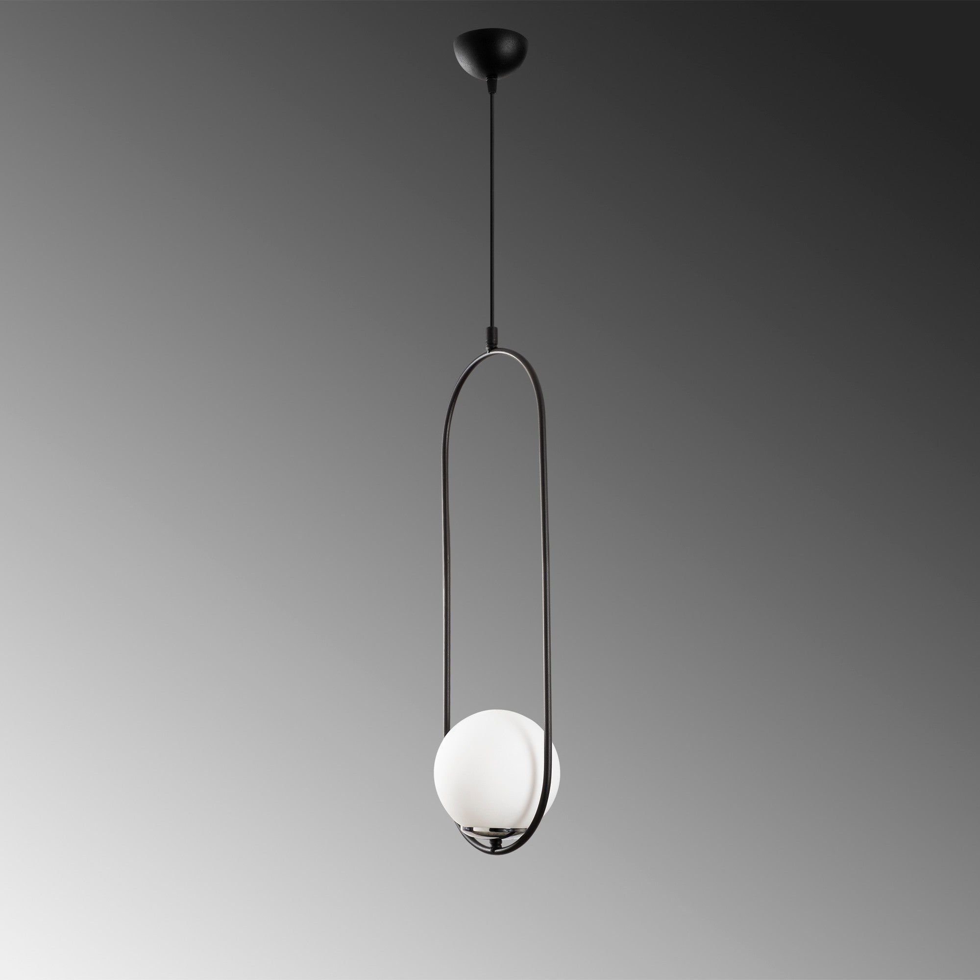 Candeeiro de Teto Industrial Moderno, Preto e Branco, 20 x 15 cm, Altura 146 cm | Corpo de Ferro, Tampa de Vidro, Soquete E27, Design Escandinavo Elegante para Decoração de Casa