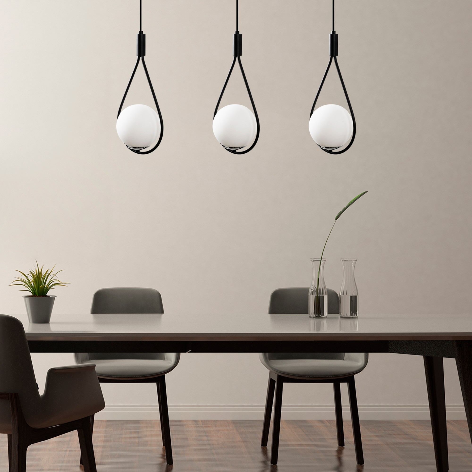 Candeeiro de Teto industrial moderno, corpo de ferro preto, 70 x 15 cm, altura: 146 cm, 3 x E27 máx. 40 W, design escandinavo elegante para casa e escritório