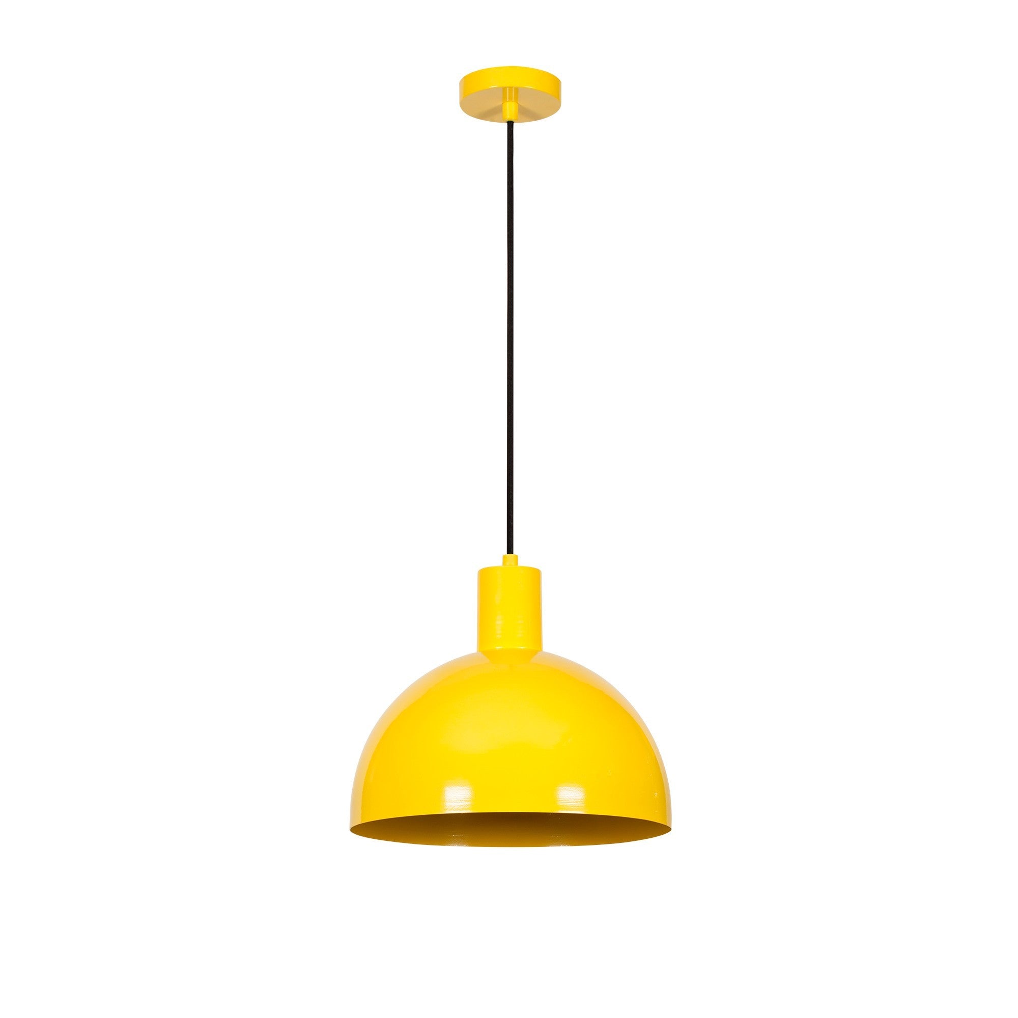 Candeeiro de Teto Amarelo Moderno, Corpo de Metal, 30 cm de Diâmetro, 117 cm de Altura | Soquete E27, Máx. 40 W | Design Elegante em Cor Sólida para Decoração de Casa
