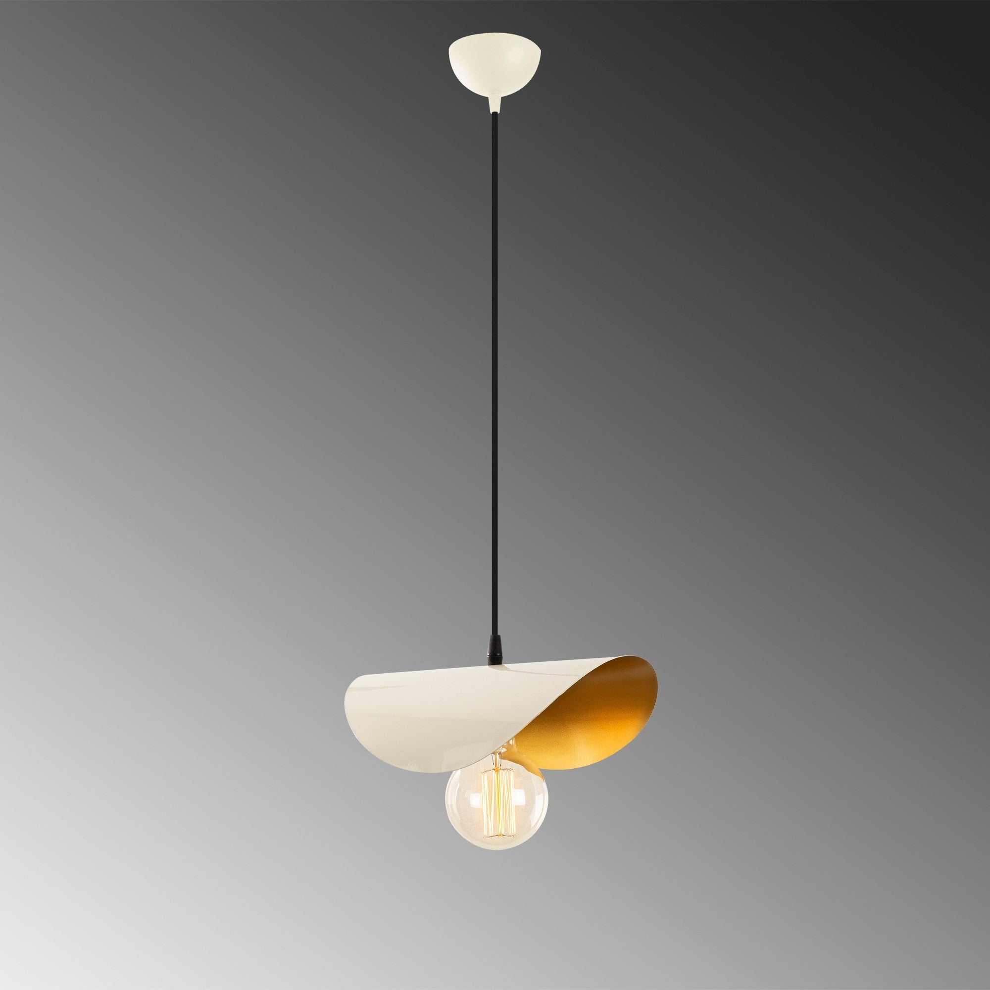 Candeeiro de Teto Moderno e Elegante, Branco e Dourado, 30 x 17 cm | Altura: 106 cm, Soquete E27, Máx. 40 W | Design Escandinavo Glamouroso para Decoração de Casa