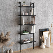 Estante industrial preta, 60 cm x 174 cm x 22 cm | Painel de partículas 100% revestido em melamina, 18 mm de espessura, pés de metal | Montável na parede, armazenamento elegante e funcional