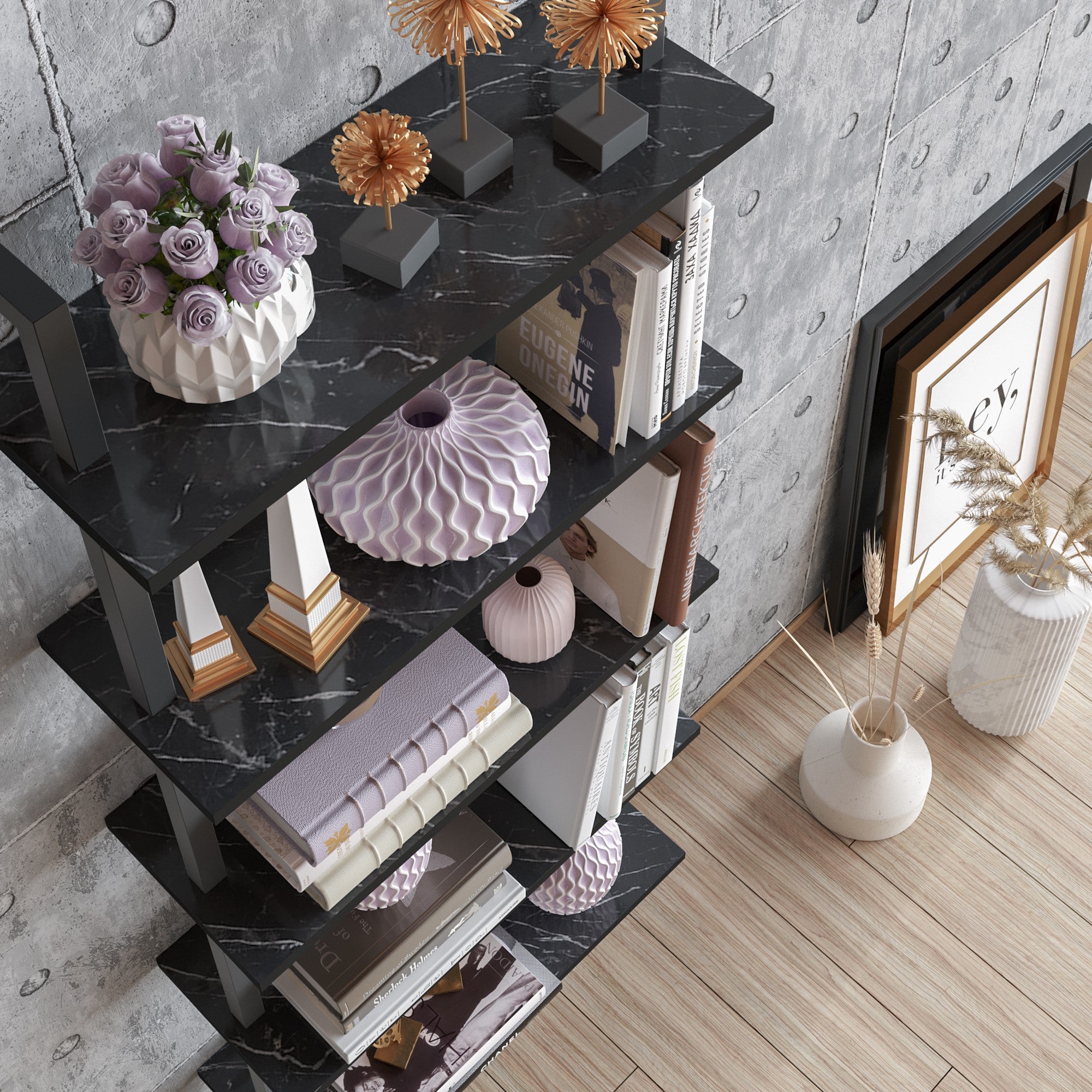 Estante industrial preta, 60 cm x 174 cm x 22 cm | Painel de partículas 100% revestido em melamina, 18 mm de espessura, pés de metal | Montável na parede, armazenamento elegante e funcional