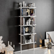 Estante estilo escandinavo, branca, 60 x 174 x 22 cm | Painel de partículas 100% revestido em melamina, 18 mm de espessura, pés de metal | Montável na parede, várias prateleiras