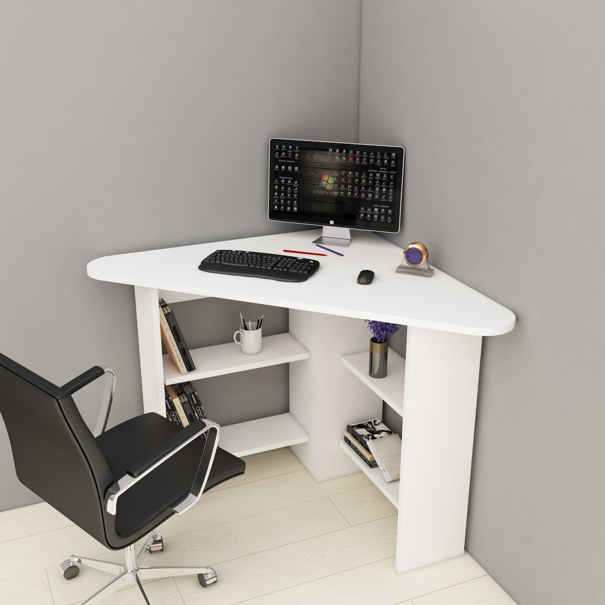 Secretária de Estudo Moderna – 80 cm x 73,8 cm x 80 cm – Branca – Painel de Partículas