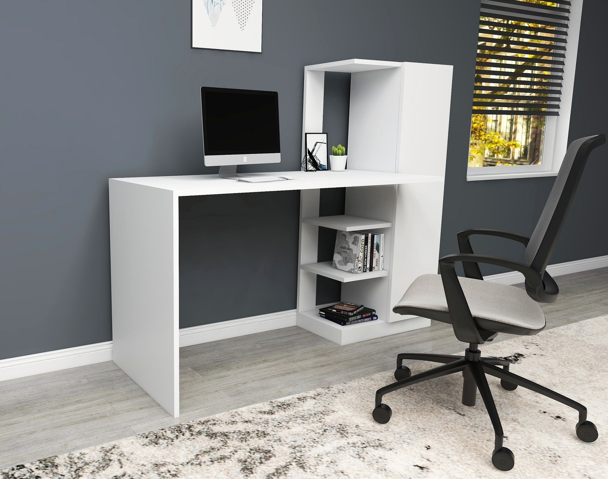 Secretária de Estudo – 120x55x73.8 cm – Branco – Painel de partículas revestido a melamina