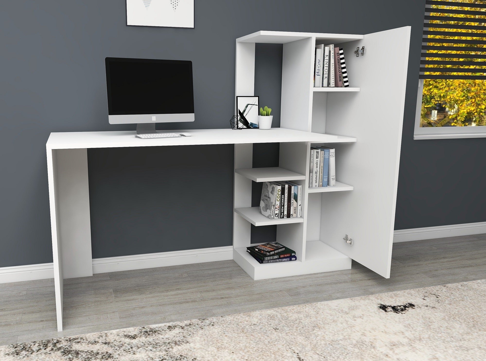 Secretária de Estudo – 120x55x73.8 cm – Branco – Painel de partículas revestido a melamina
