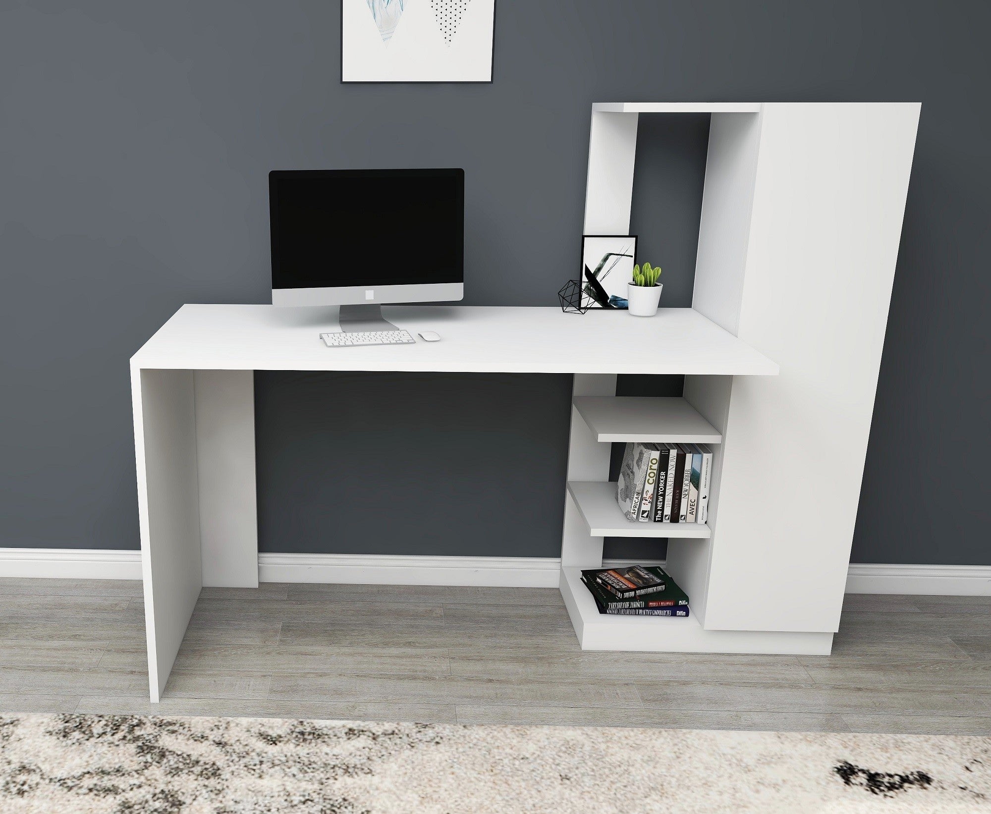 Secretária de Estudo – 120x55x73.8 cm – Branco – Painel de partículas revestido a melamina