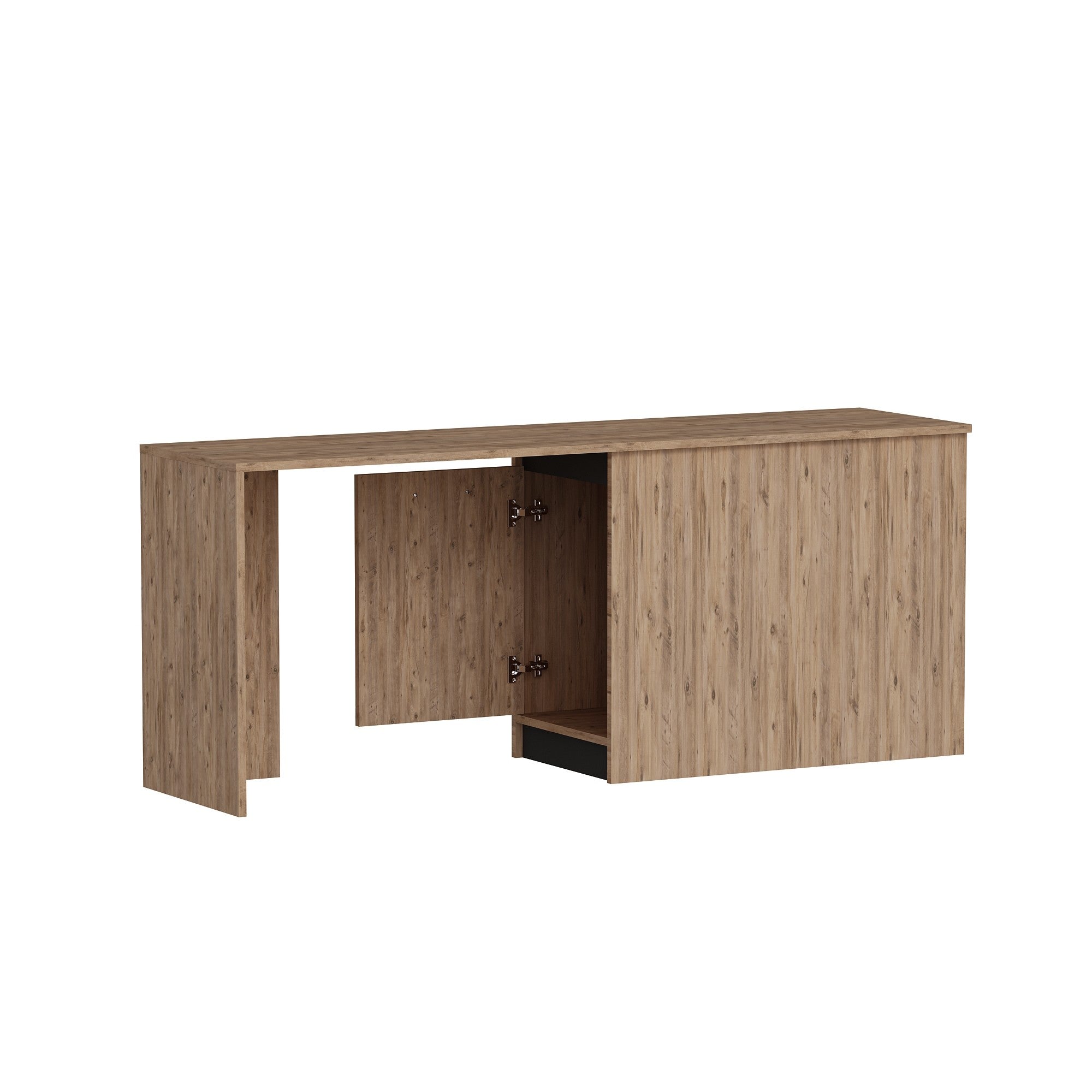 Secretária de Estudo – 180cm x 73,8cm x 47cm – Pinheiro Atlântico e Antracite – Aglomerado revestido de melamina