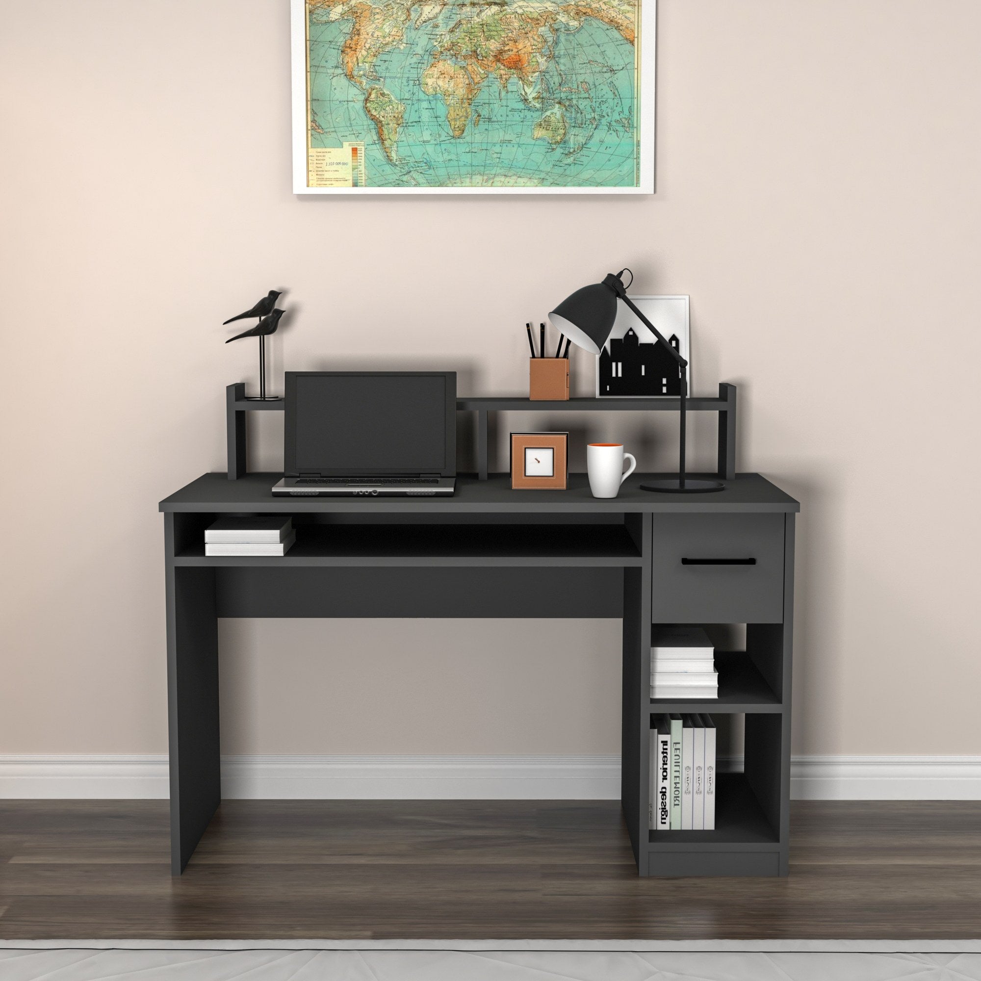 Secretária de Estudo – 120 x 55 x 93,3 cm – Antracite – Painel de Partículas