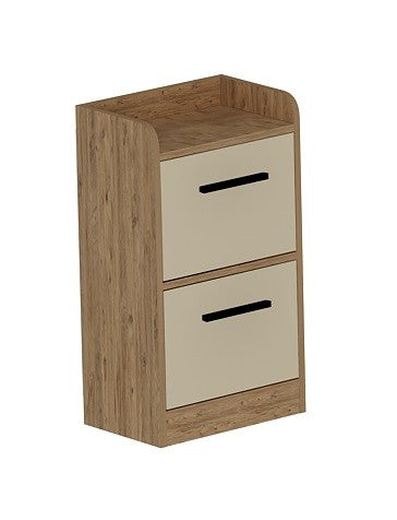 Mesa de cabeceira – 45 cm largura, 29.6 cm altura, 79.4 cm profundidade – Bege – Painel de partículas revestido a melamina