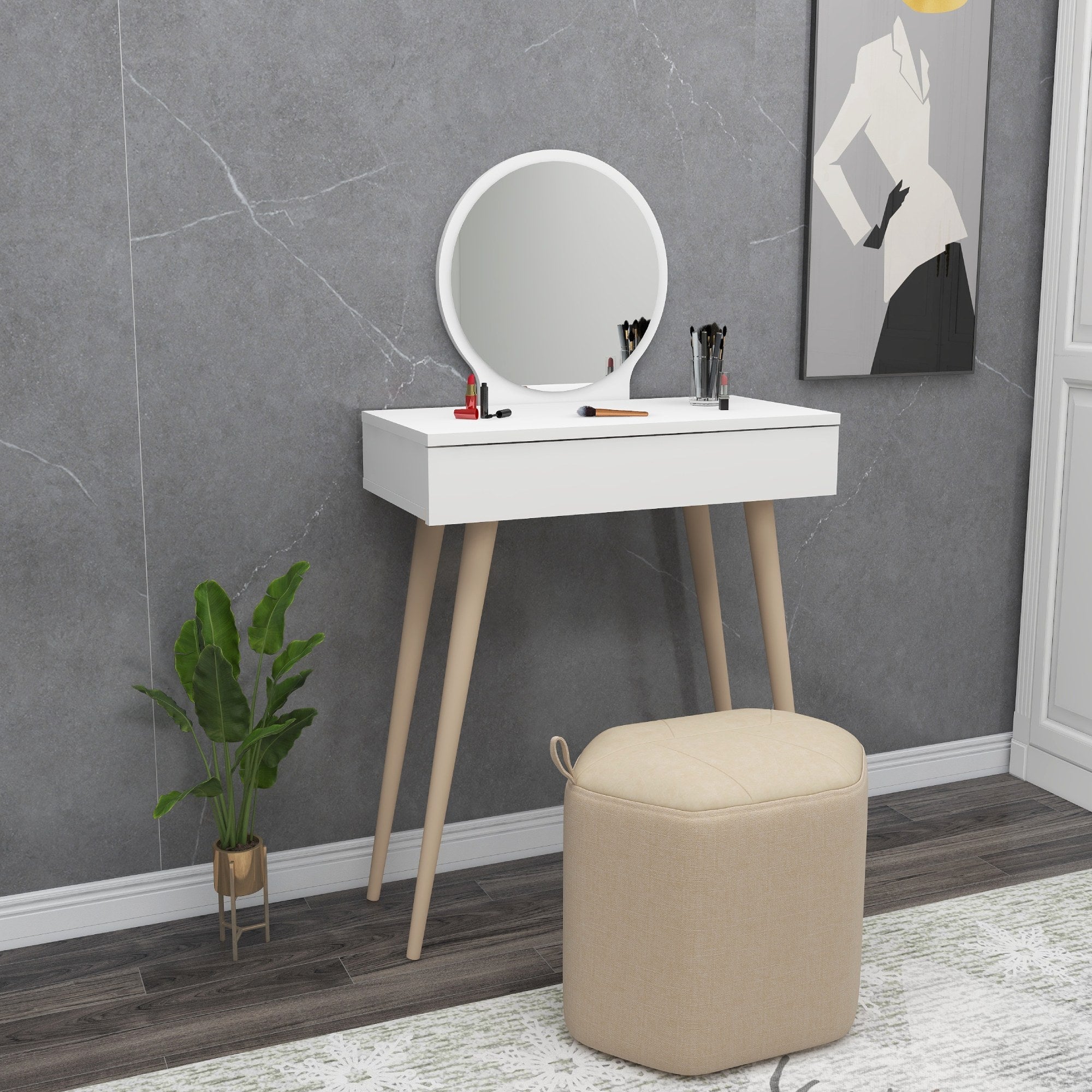 Toucador – 129.2cm x 72cm x 35cm – Branco – MDF