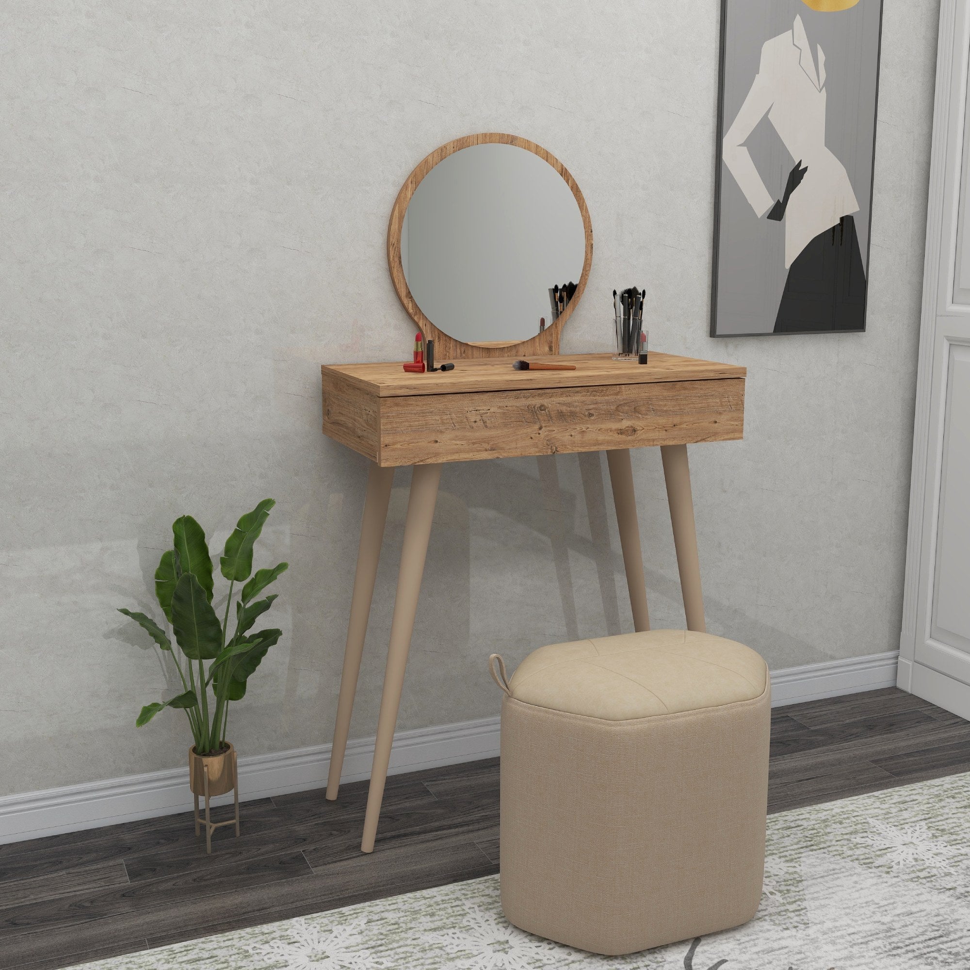 Toucador – 129.2cm x 72cm x 35cm – Pinheiro Atlântico – Painéis de partículas revestidos a melamina