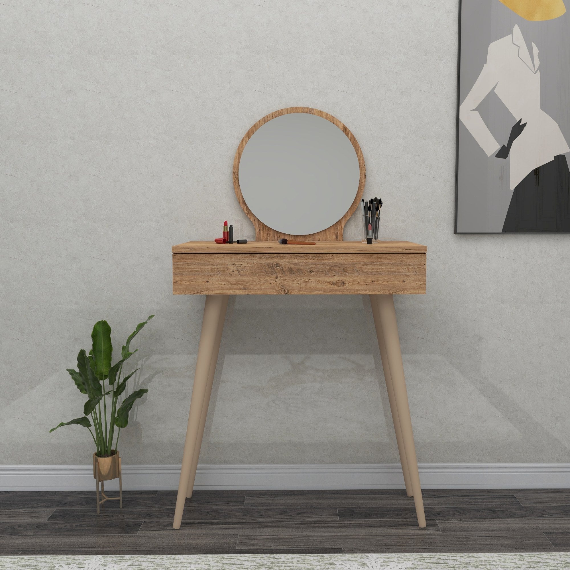 Toucador – 129.2cm x 72cm x 35cm – Pinheiro Atlântico – Painéis de partículas revestidos a melamina
