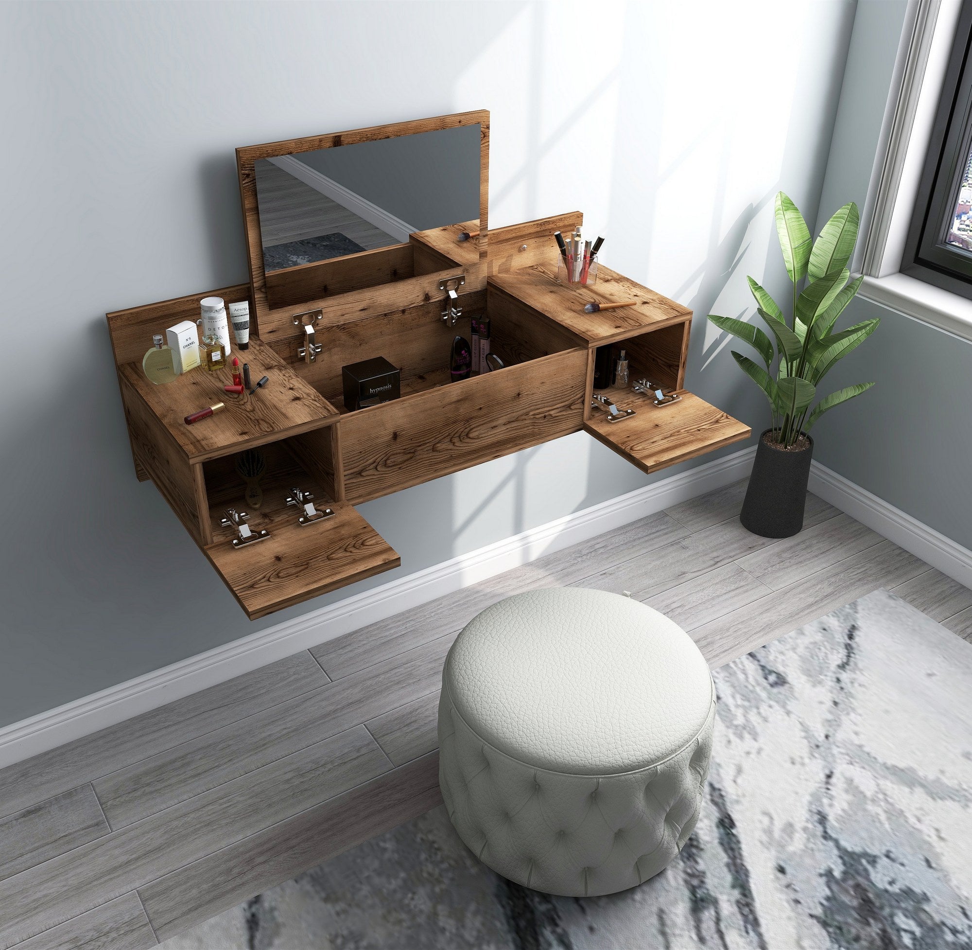 Toucador – 100 cm x 33 cm x 39,1 cm – Cor Lídia – Painéis de Partículas Revestidos a Melamina