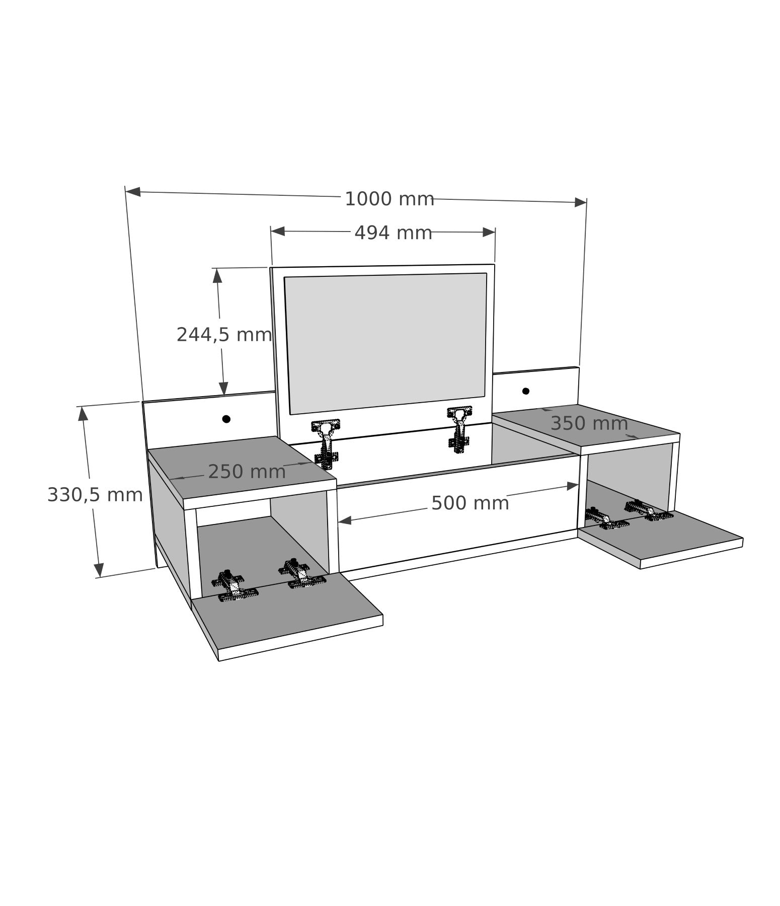 Toucador – 100 cm x 33 cm x 39,1 cm – Cor Lídia – Painéis de Partículas Revestidos a Melamina