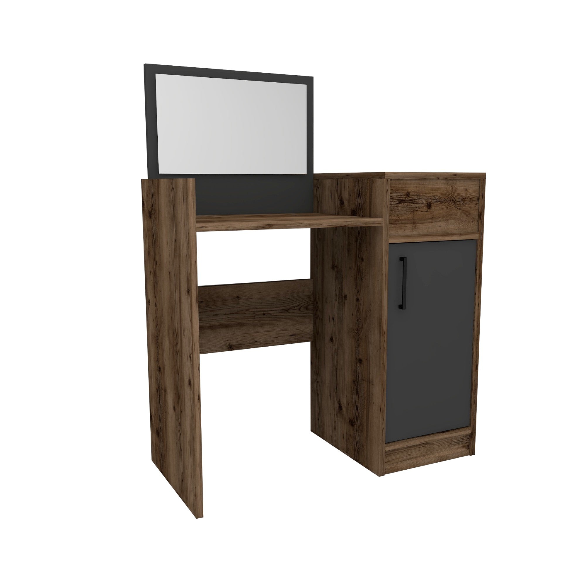 Toucador – 85,4 cm x 110 cm x 40 cm – Nogueira Clara e Antracite – Painel de Partículas
