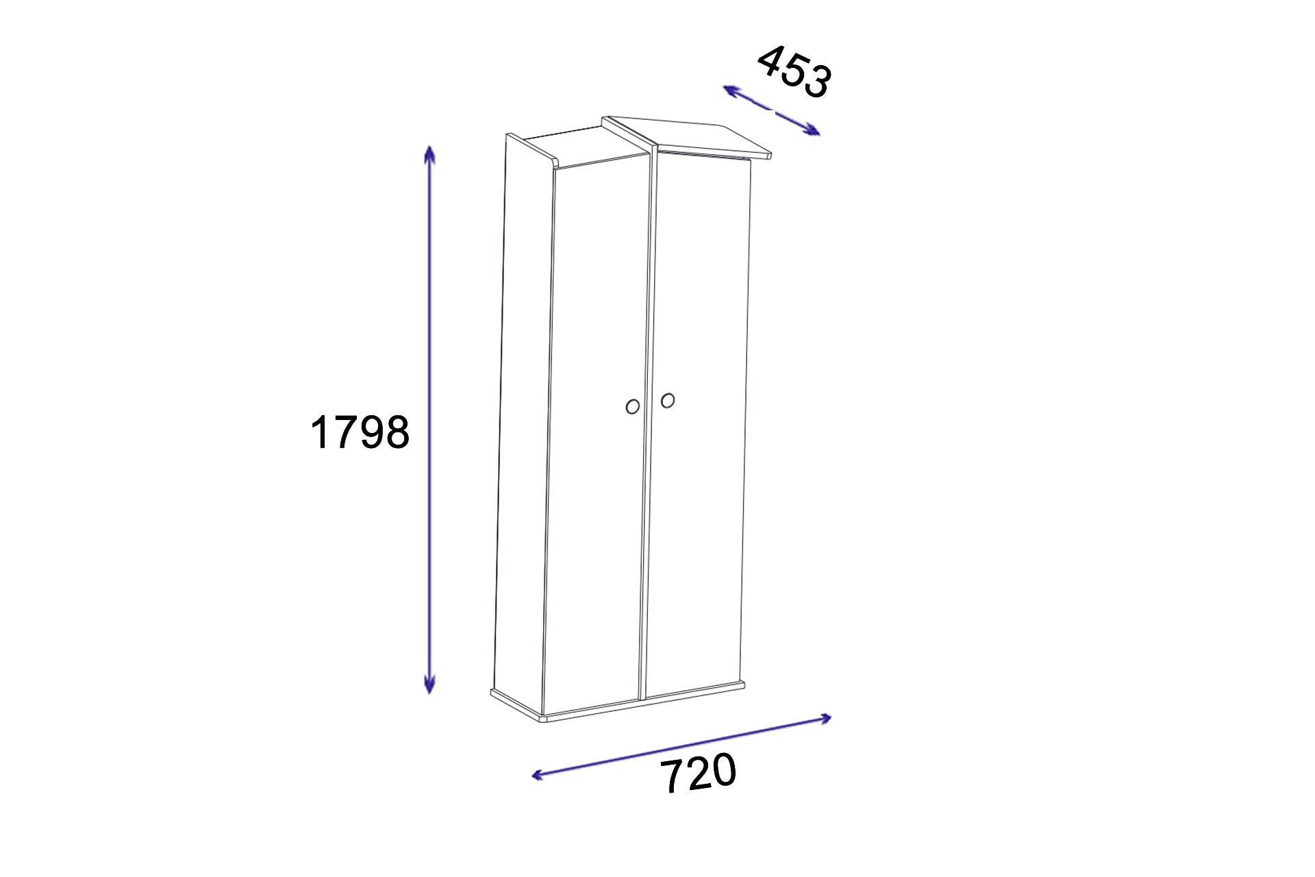 Guarda-roupa – 72 cm x 179,8 cm x 45,3 cm – Pinho Atlântico e Antracite – Melamina