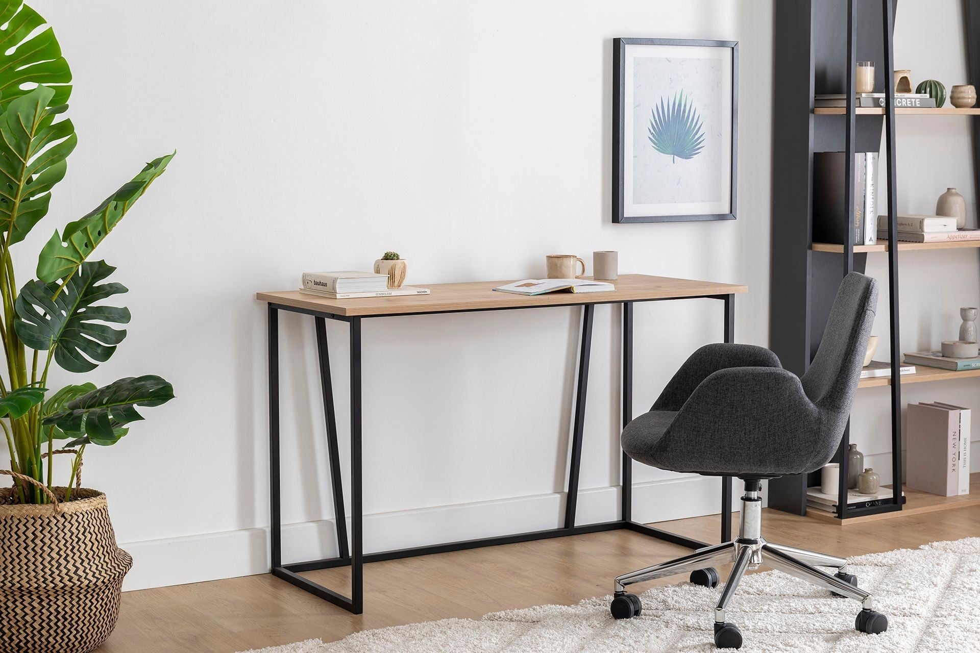 Secretária de Estudo – 120 cm x 50 cm x 72 cm – Safira e Preto – Painel de Partículas