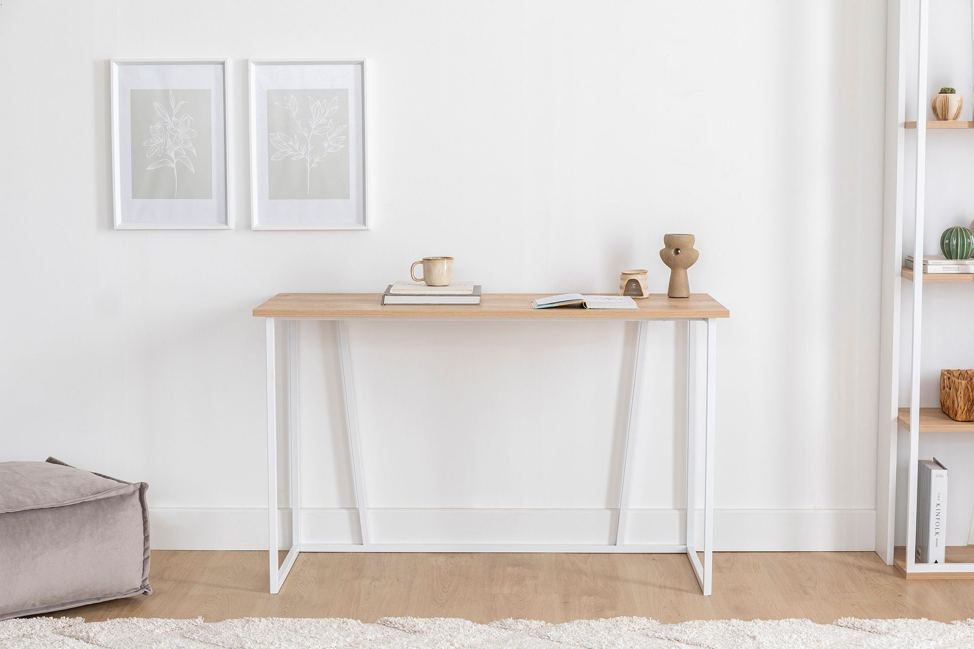 Secretária de Estudo – 120 cm x 50 cm x 72 cm – Branco e Safira – Painéis de partículas