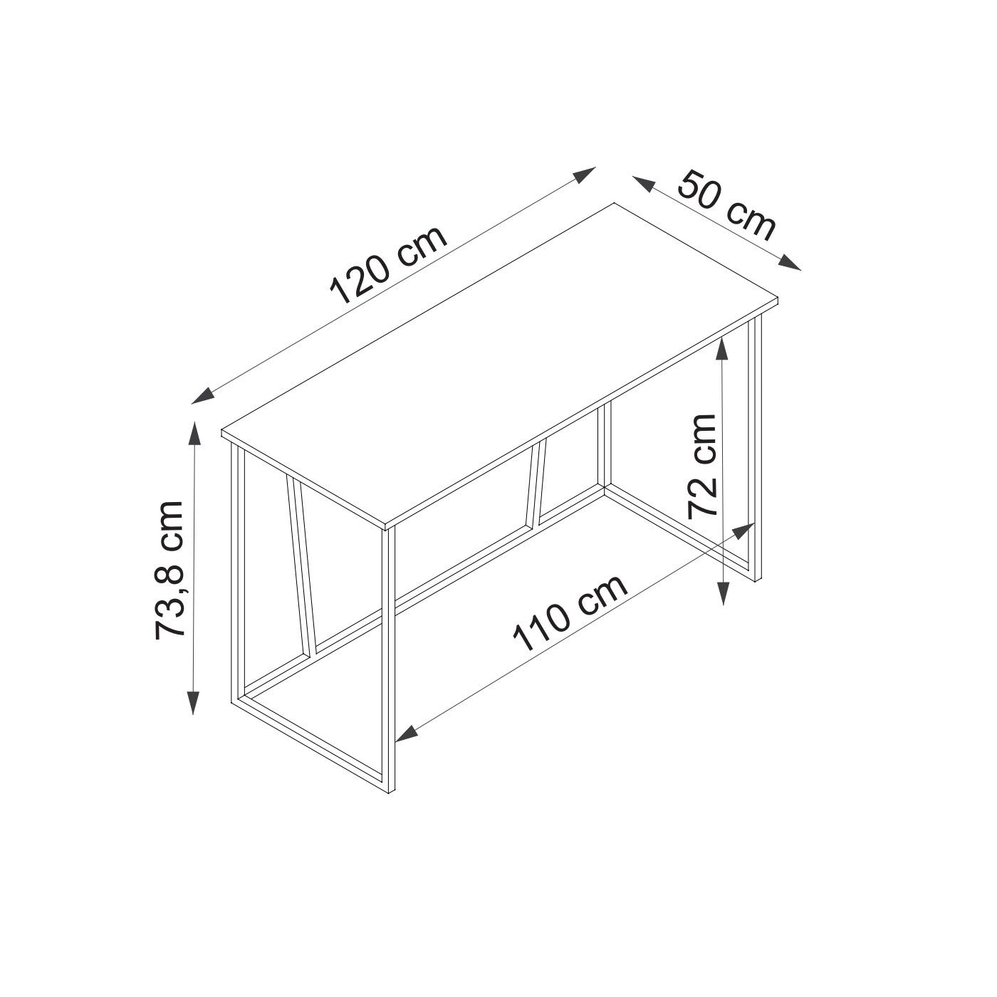 Secretária de Estudo – 120 cm x 50 cm x 72 cm – Branco e Safira – Painéis de partículas