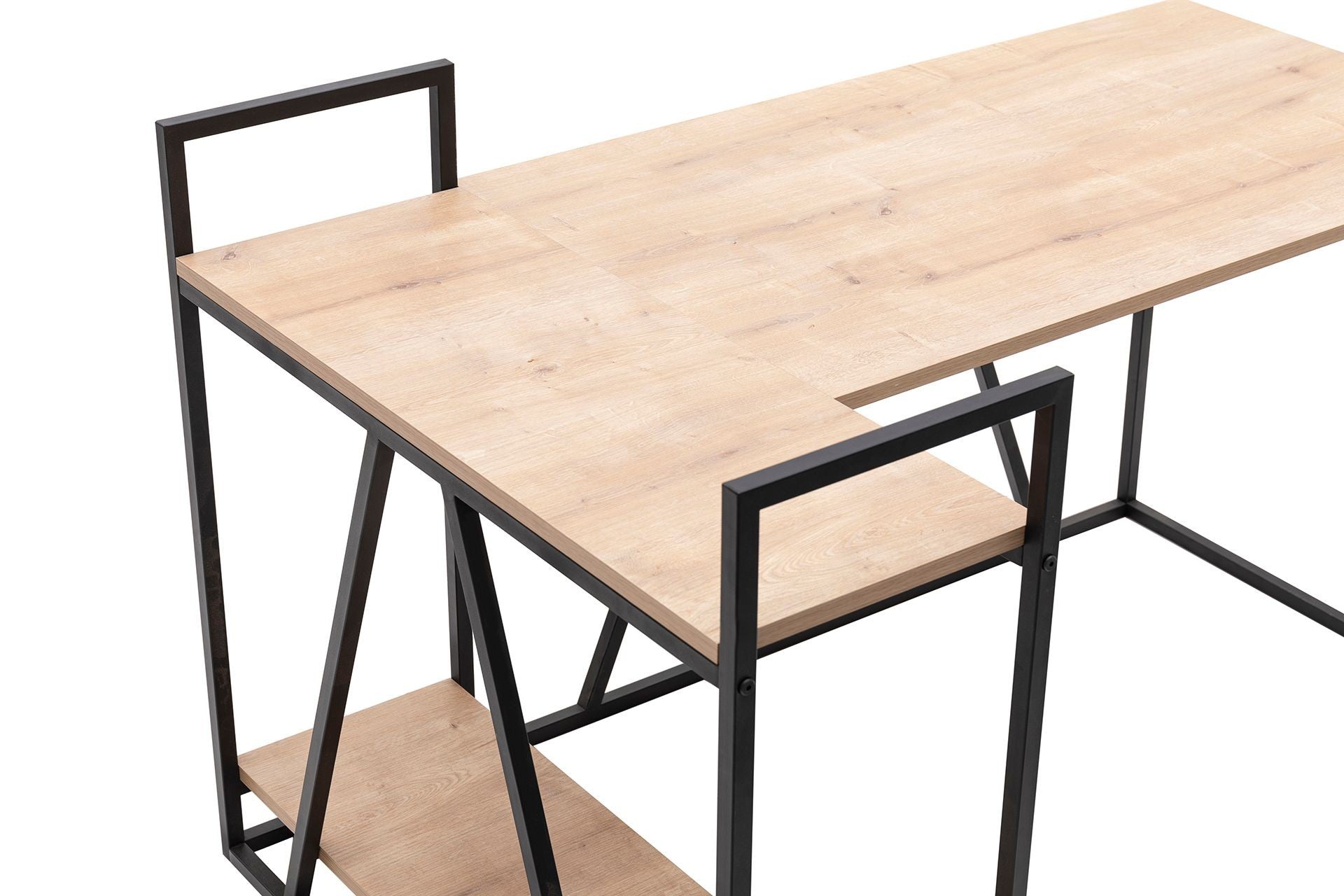 Secretária de Estudo – 140 cm x 90 cm x 85 cm – Preto e Safira – Painel de Partículas revestido a Melamina