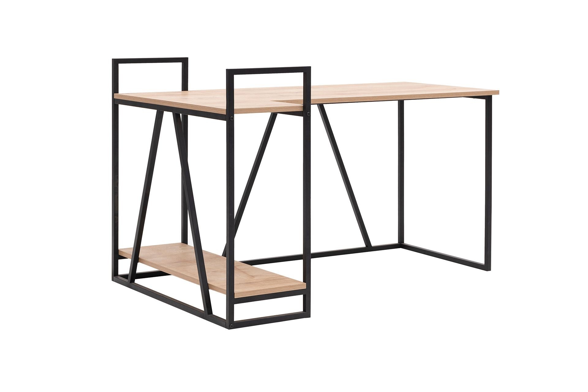 Secretária de Estudo – 140 cm x 90 cm x 85 cm – Preto e Safira – Painel de Partículas revestido a Melamina