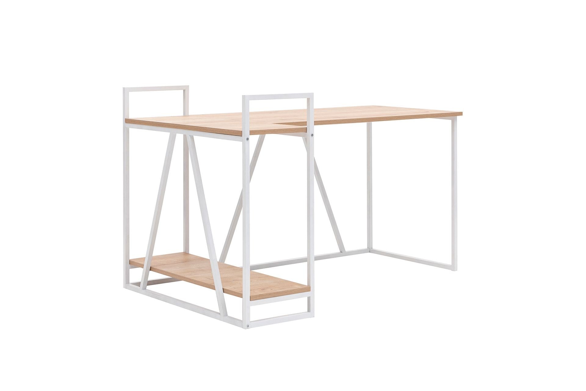 Secretária de Estudo – 140 cm x 90 cm x 85 cm – Branco e Safira – Painéis de partículas