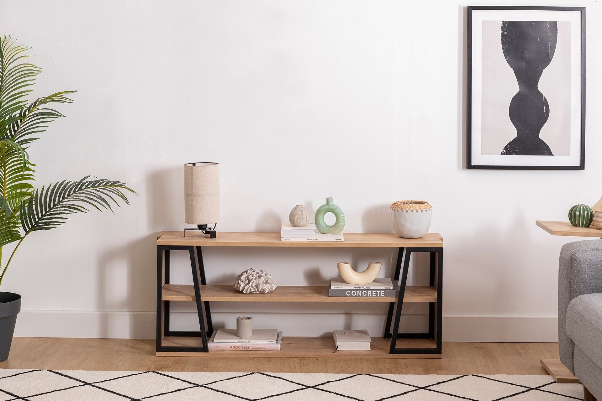 Móvel de TV – 123.6cm x 30cm x 48.6cm – Preto e Safira – Painel de Partículas