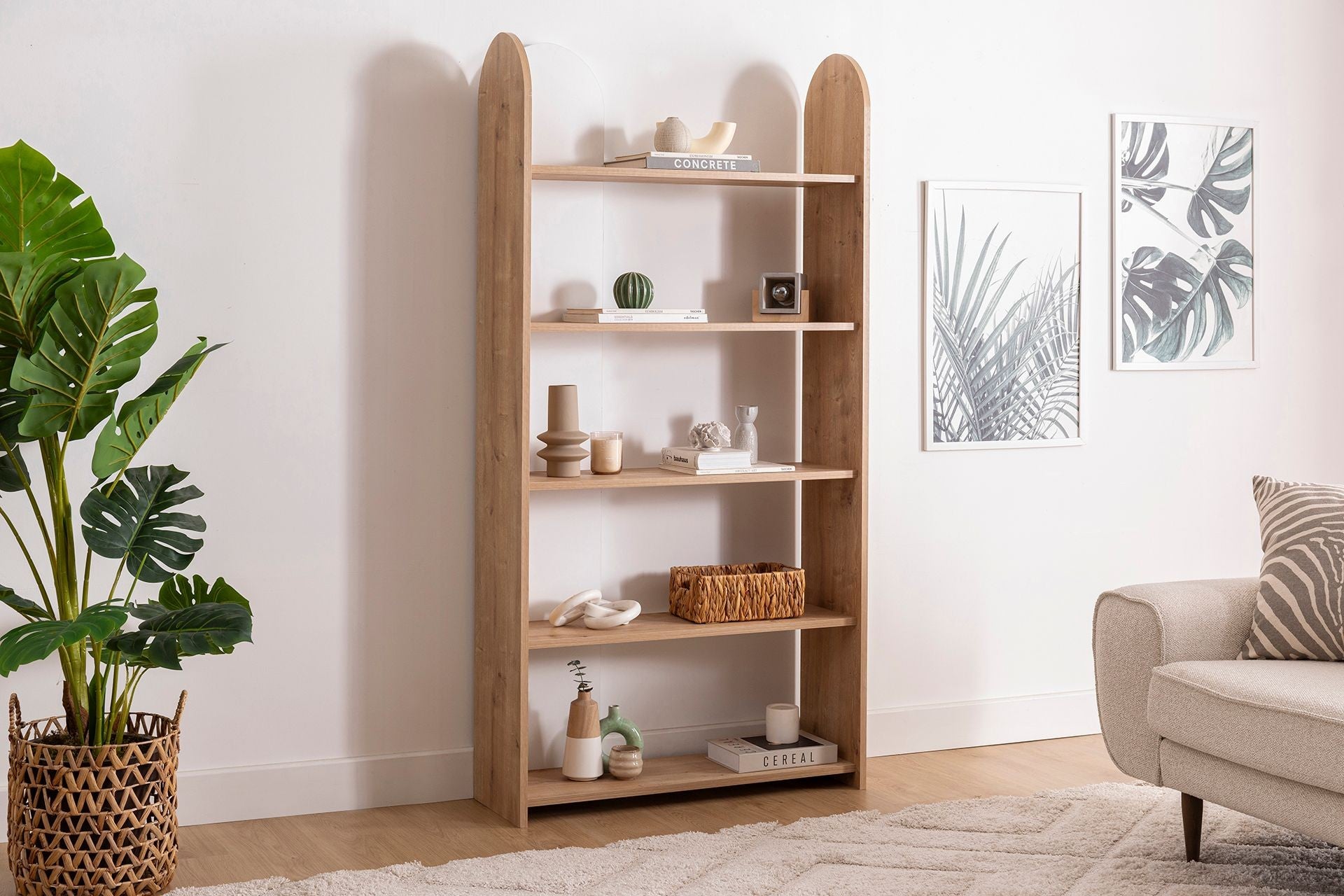 Estante de livros – 90cm x 30cm x 180cm – Safira e Branco – Painéis de partículas revestidos a melamina
