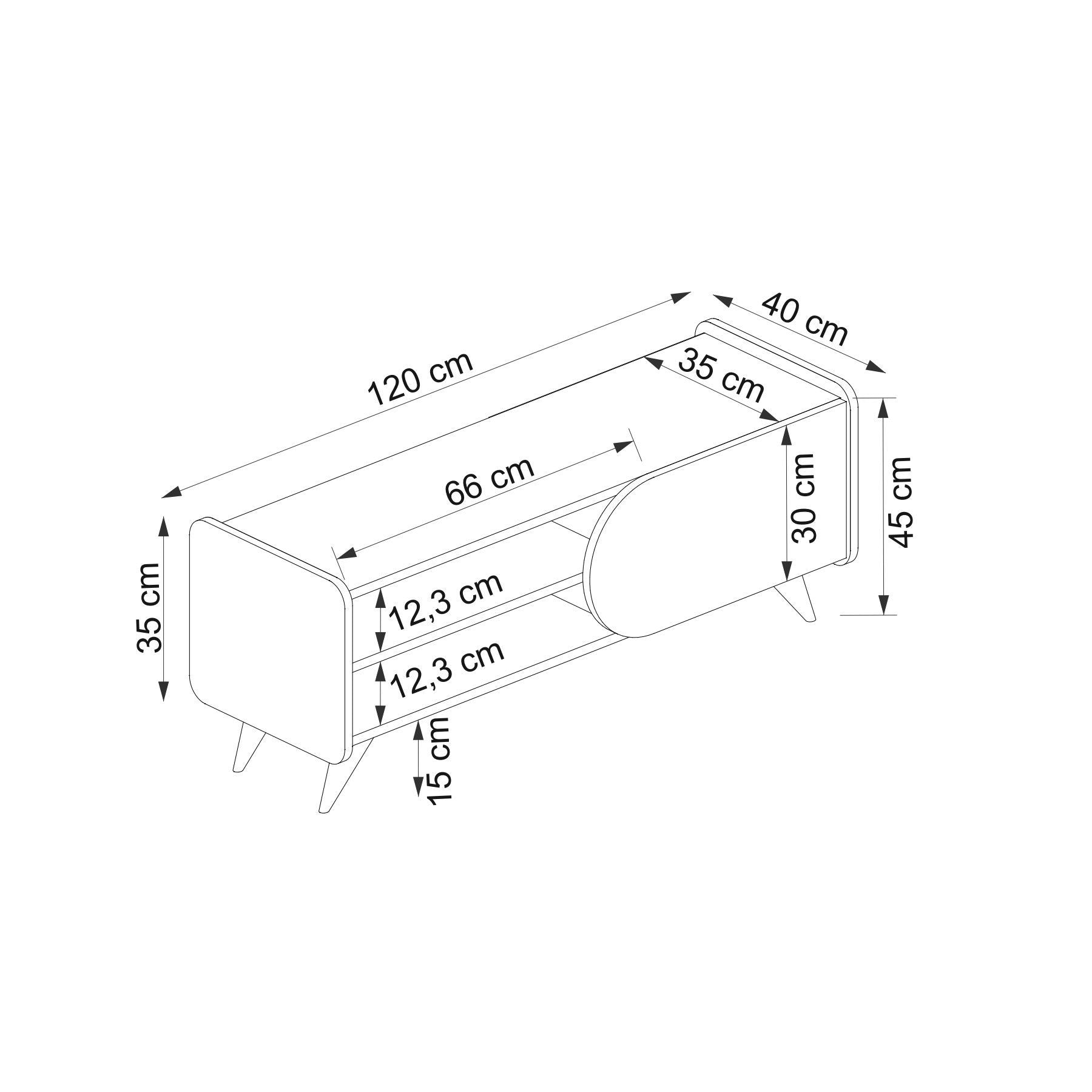 Móvel de TV – 120 cm x 40 cm x 45 cm – Safira e Branco – Painel de partículas revestido a melamina