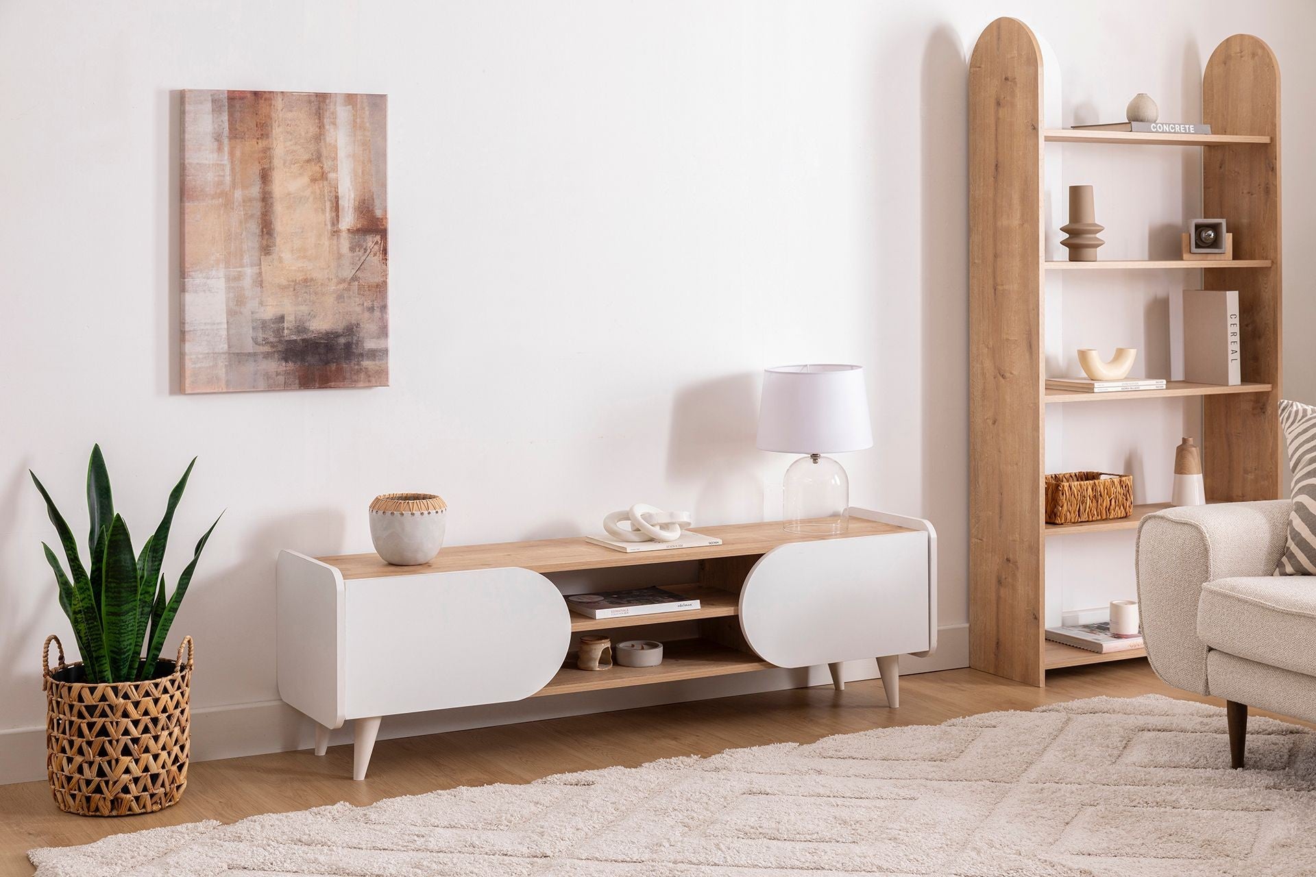 Móvel de TV – 160cm x 40cm x 45cm – Safira e Branco – Painel de Partículas