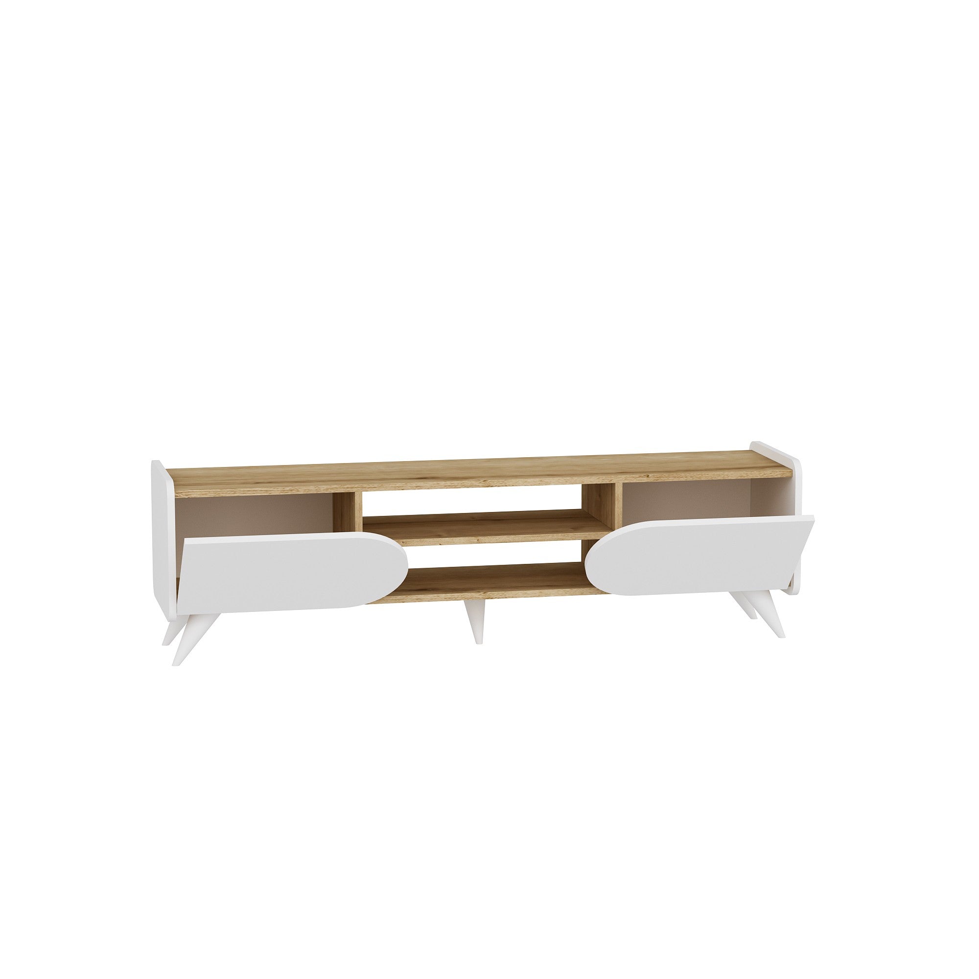 Móvel de TV – 160cm x 40cm x 45cm – Safira e Branco – Painel de Partículas