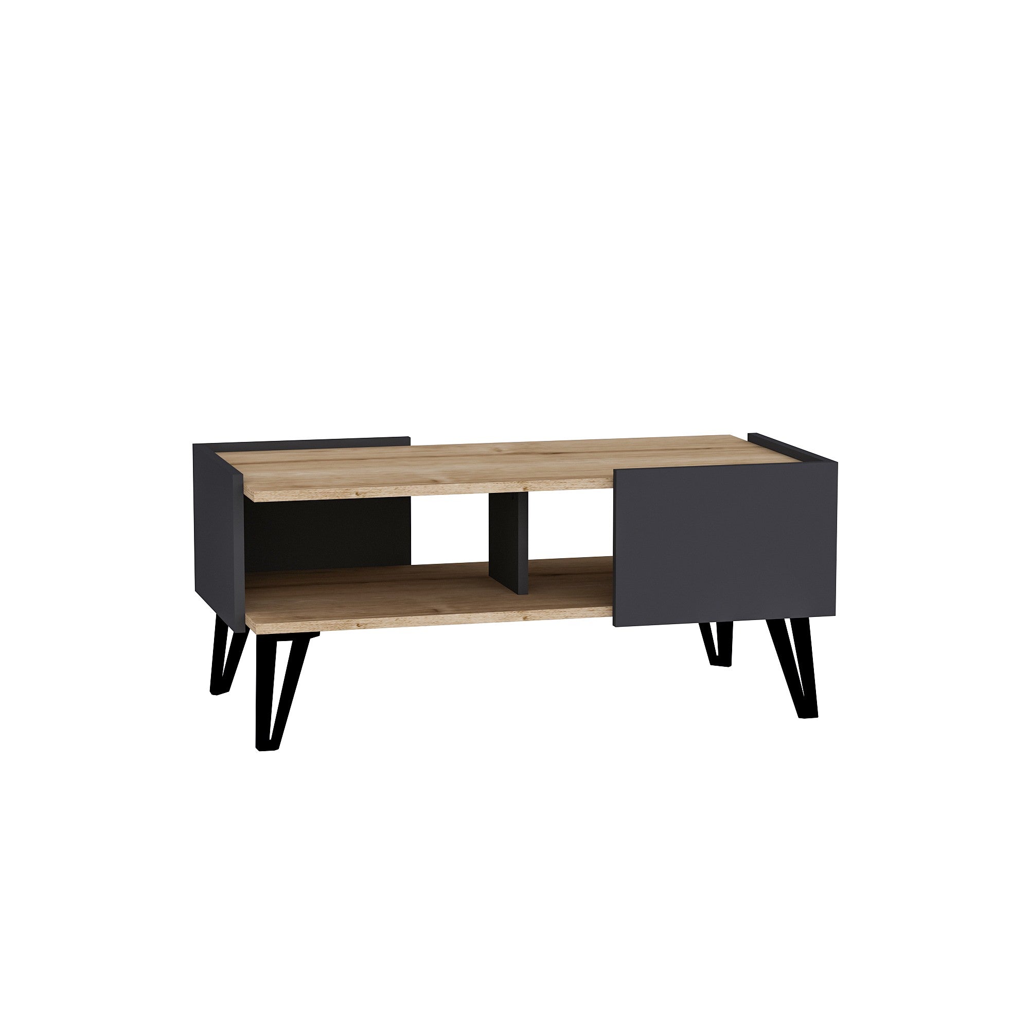 Mesa de Centro – 103.6cm x 53.6cm x 45.5cm – Antracite e Safira – Painéis de Partículas com Revestimento a Melamina