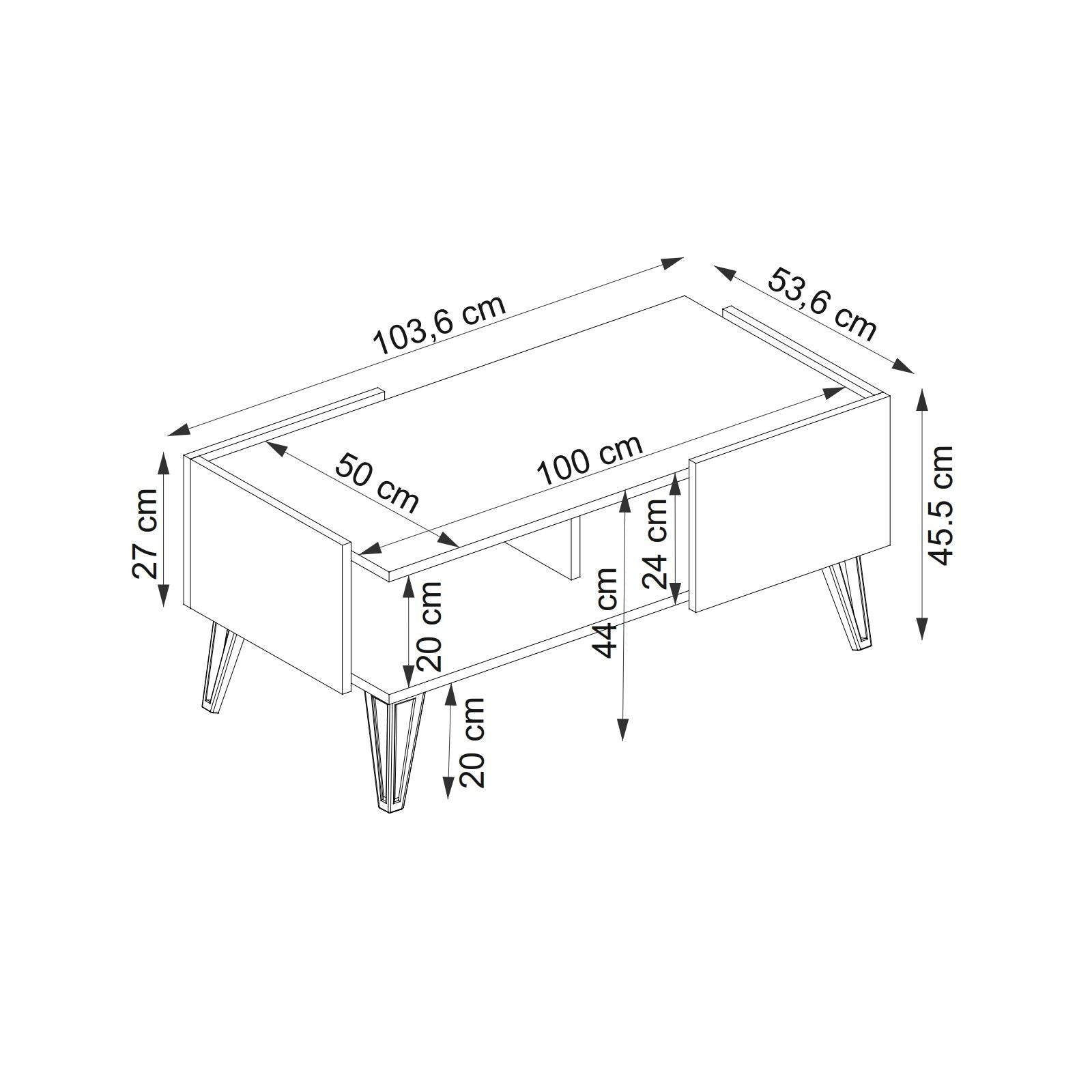 Mesa de Centro – 103.6cm x 53.6cm x 45.5cm – Antracite e Safira – Painéis de Partículas com Revestimento a Melamina