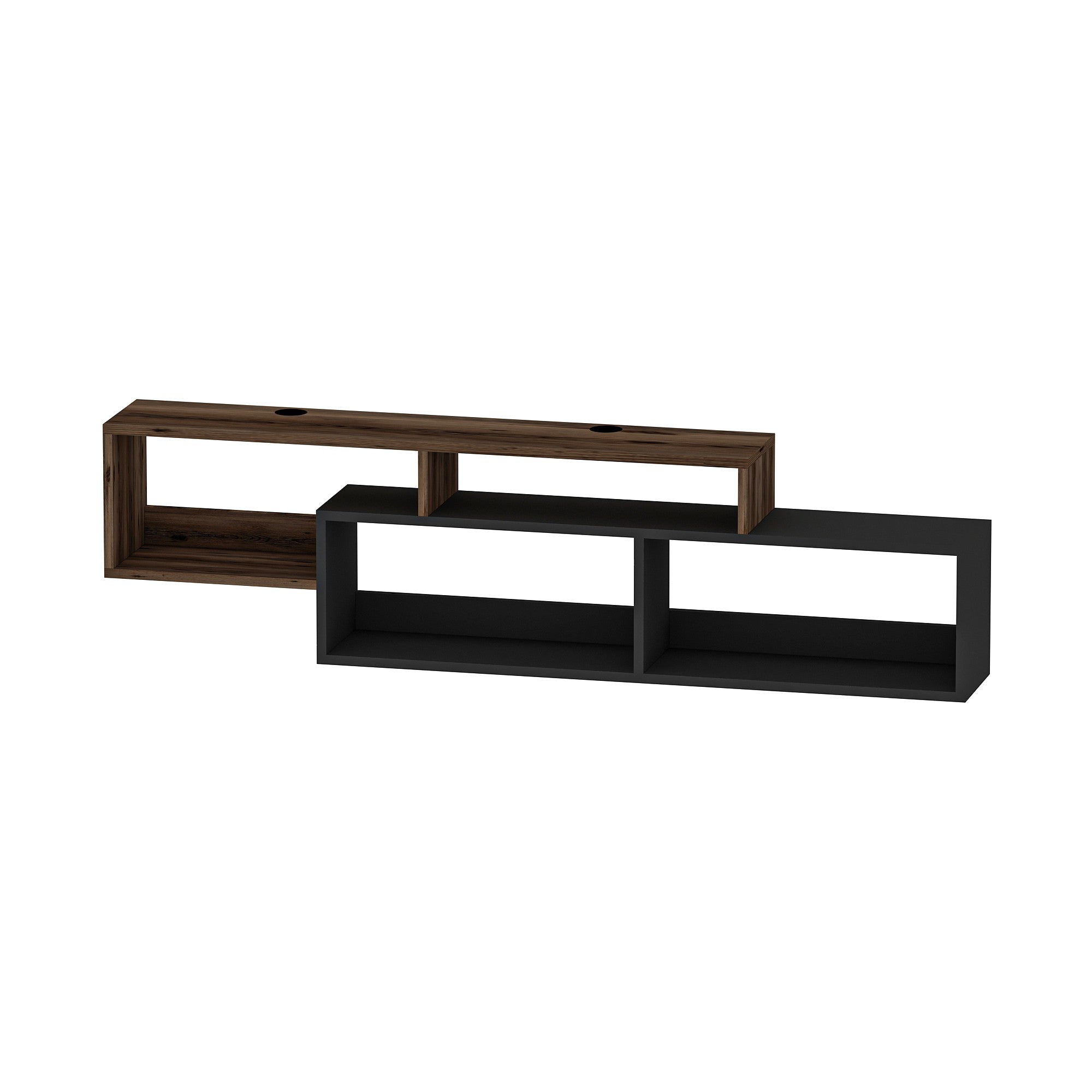 Móvel de TV – 160 cm x 42.4 cm x 22 cm – Nogueira Clara e Antracite – Painéis de Partículas Revestidos a Melamina