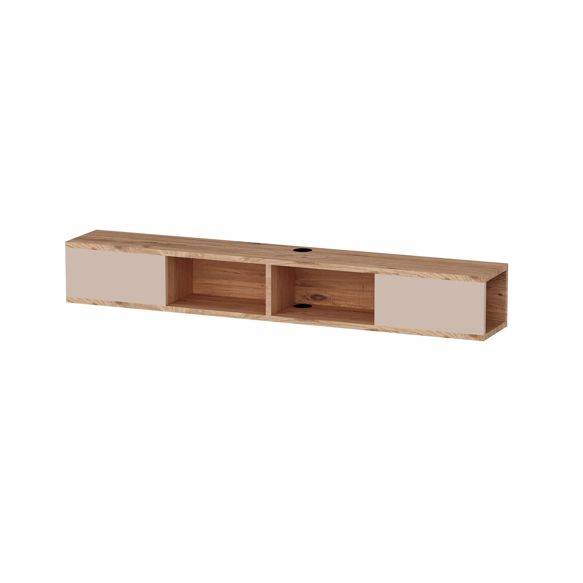 Móvel de TV – 140 cm – Bege e Pinho Atlântico – Painéis de Partículas Revestido a Melamina