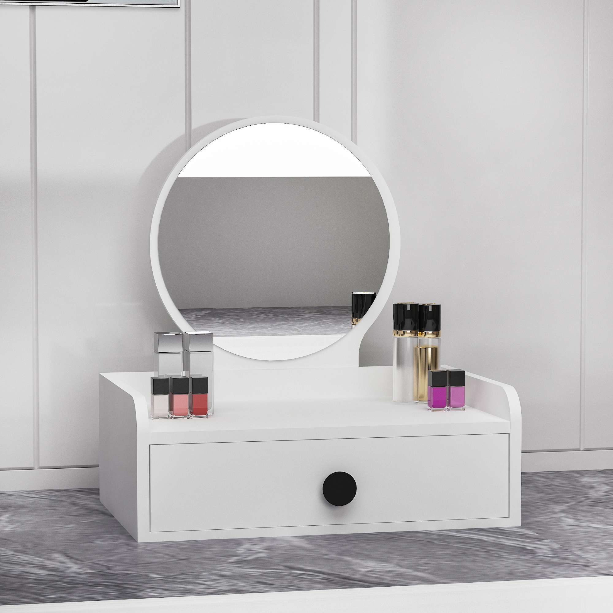 Toucador de Aglomerado Revestido de Melamina – 60cm x 21,8cm x 40cm – Branco