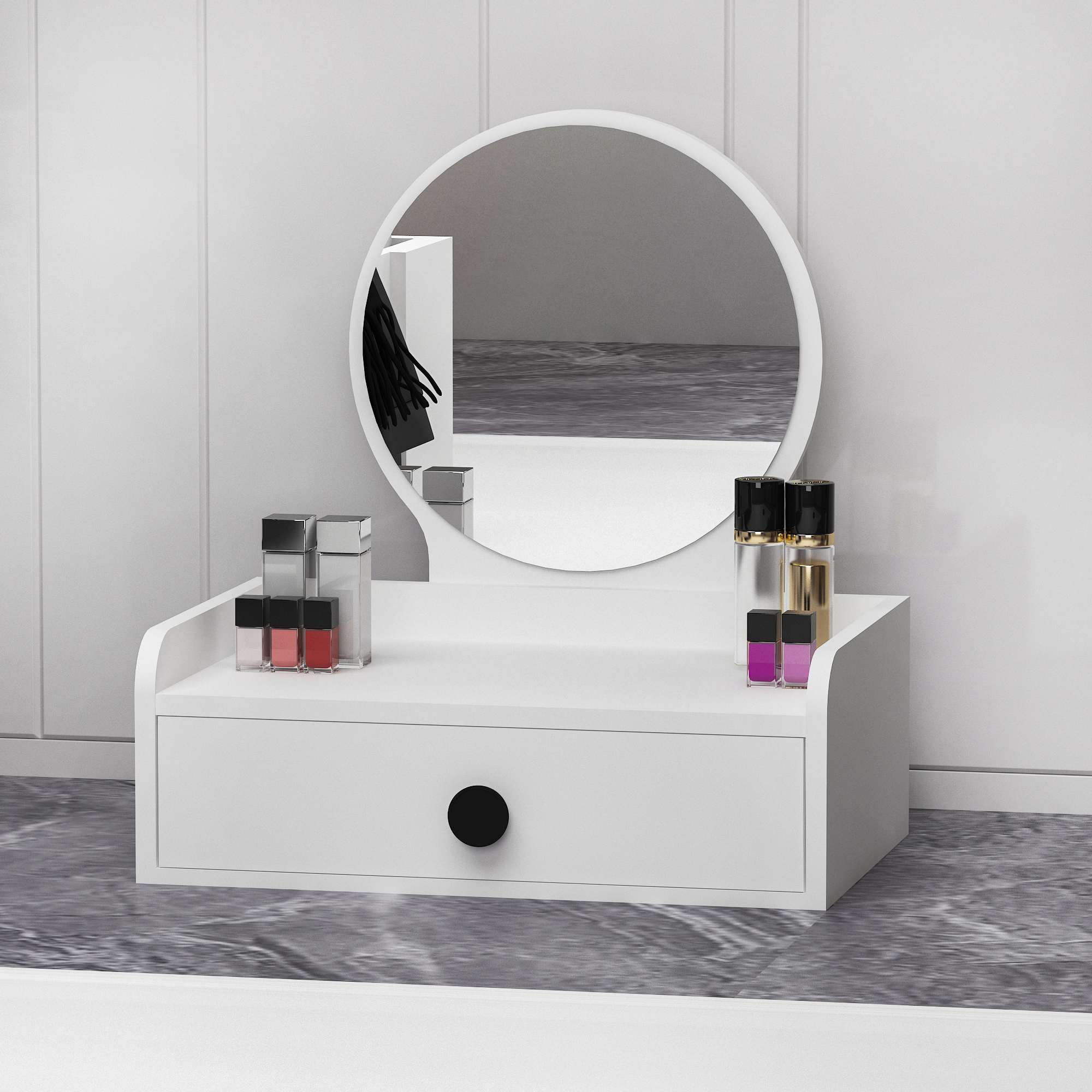 Toucador de Aglomerado Revestido de Melamina – 60cm x 21,8cm x 40cm – Branco