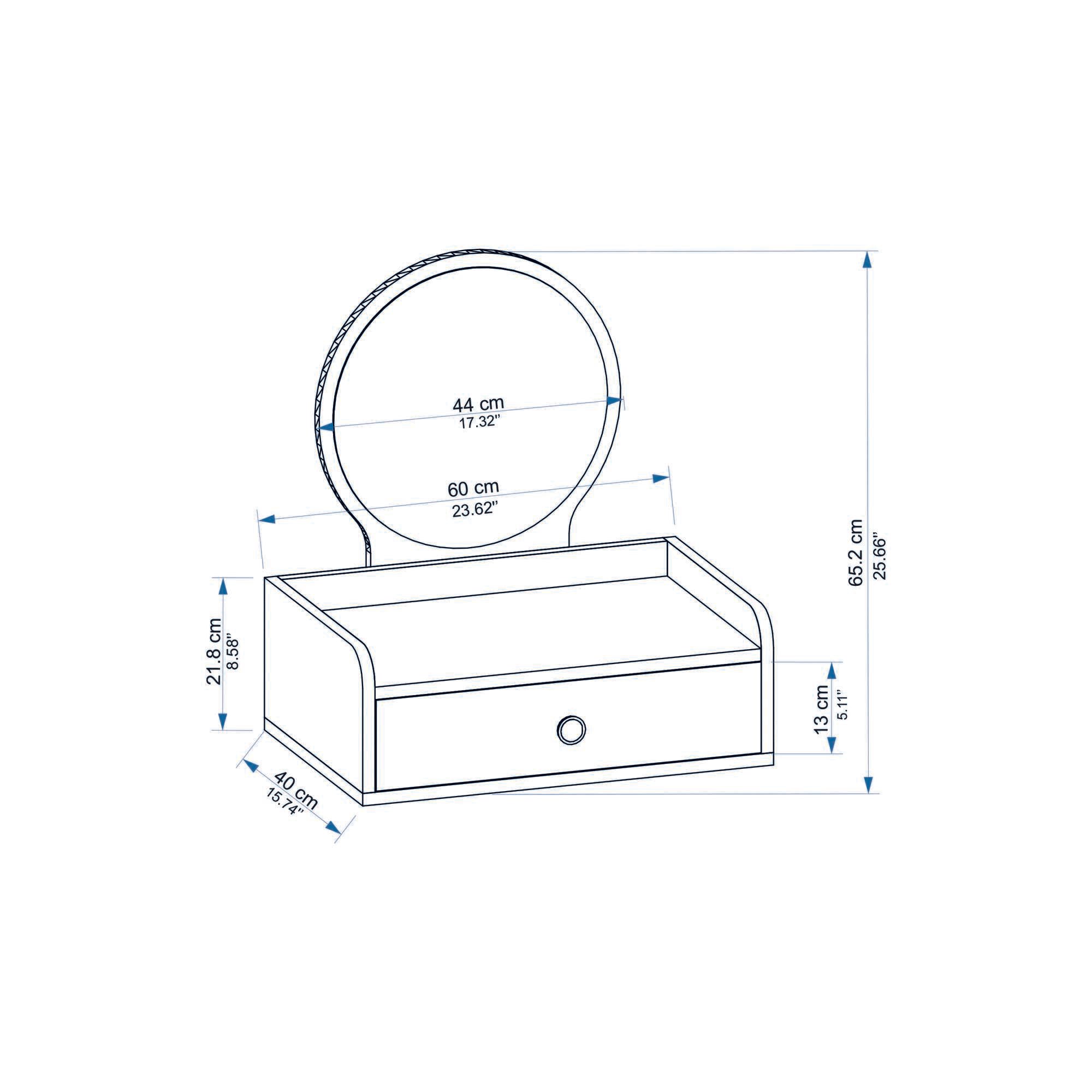 Toucador de Aglomerado Revestido de Melamina – 60cm x 21,8cm x 40cm – Branco