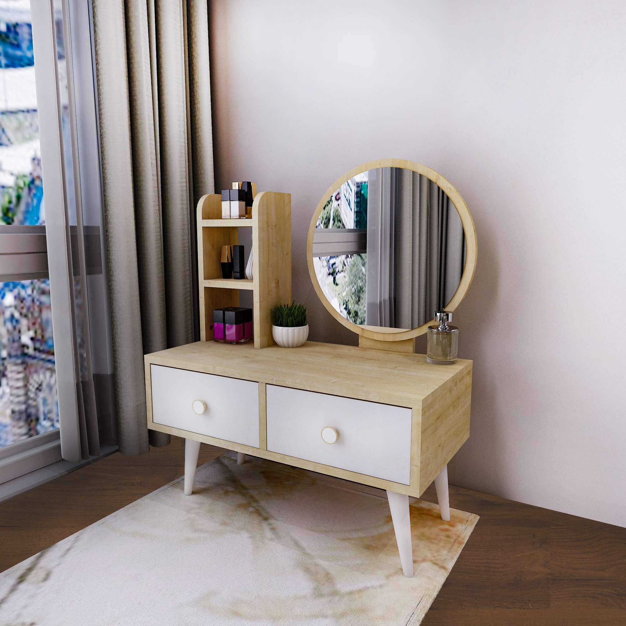 Toucador – 70cm x 35cm – Branco e Safira – Melamina