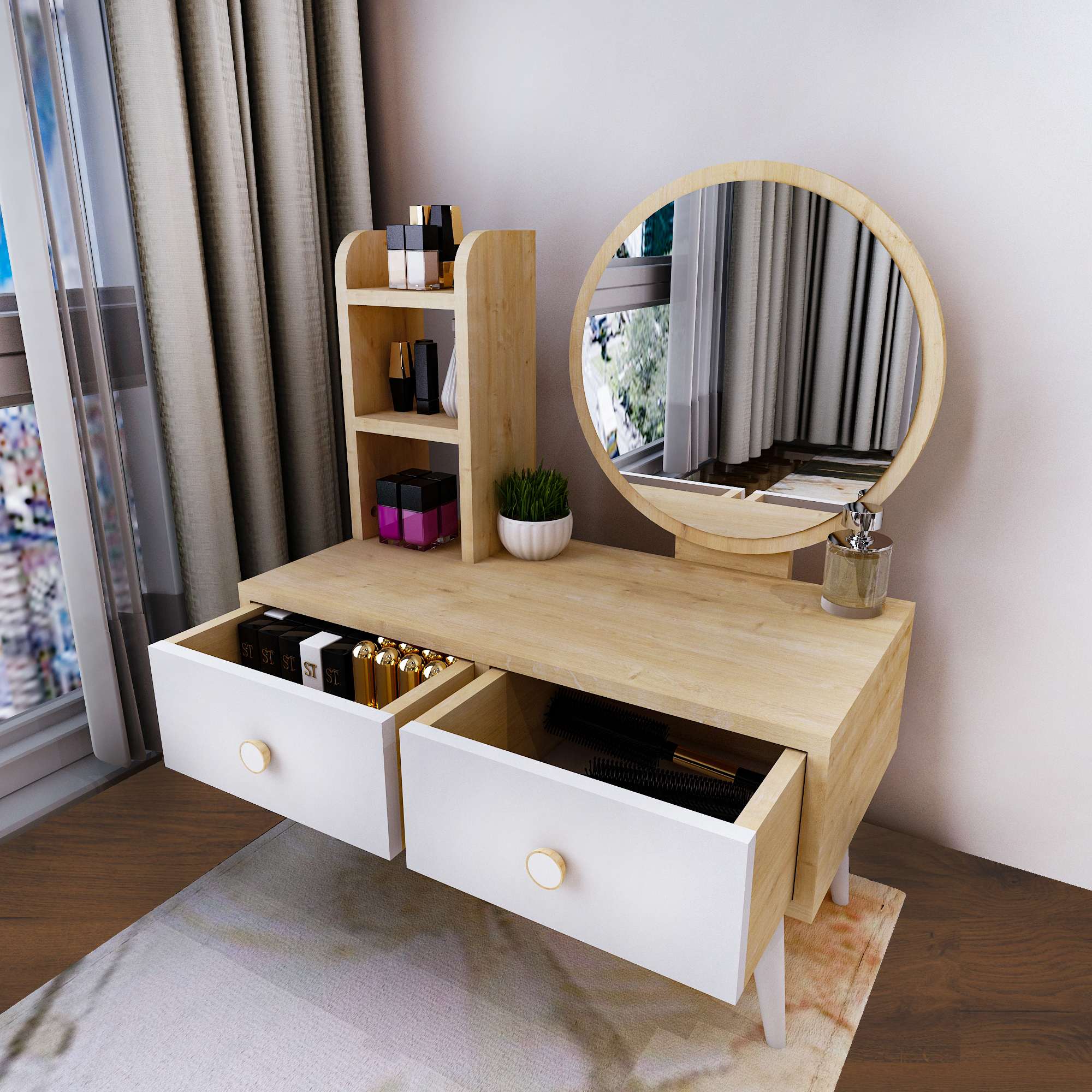 Toucador – 70cm x 35cm – Branco e Safira – Melamina
