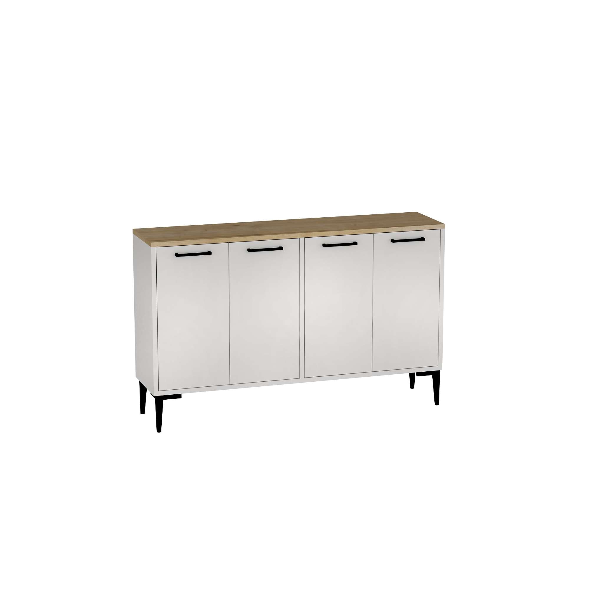 Aparador – 120 cm x 75 cm x 29,6 cm – Carvalho Safira e Branco – Aglomerado