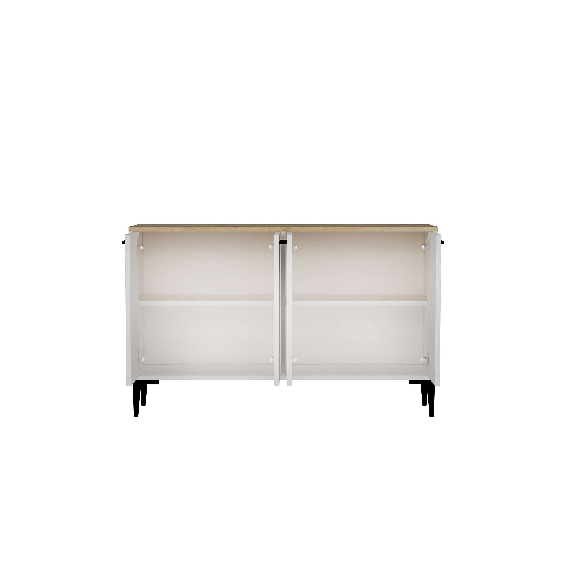 Aparador – 120 cm x 75 cm x 29,6 cm – Carvalho Safira e Branco – Aglomerado
