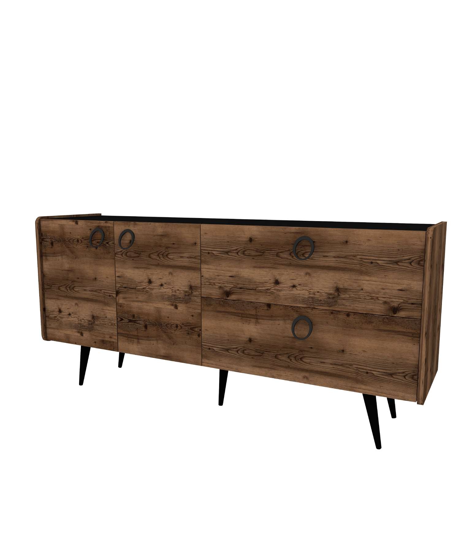 Aparador – 62,9x75x40 cm – Nogueira e Preto – Aglomerado