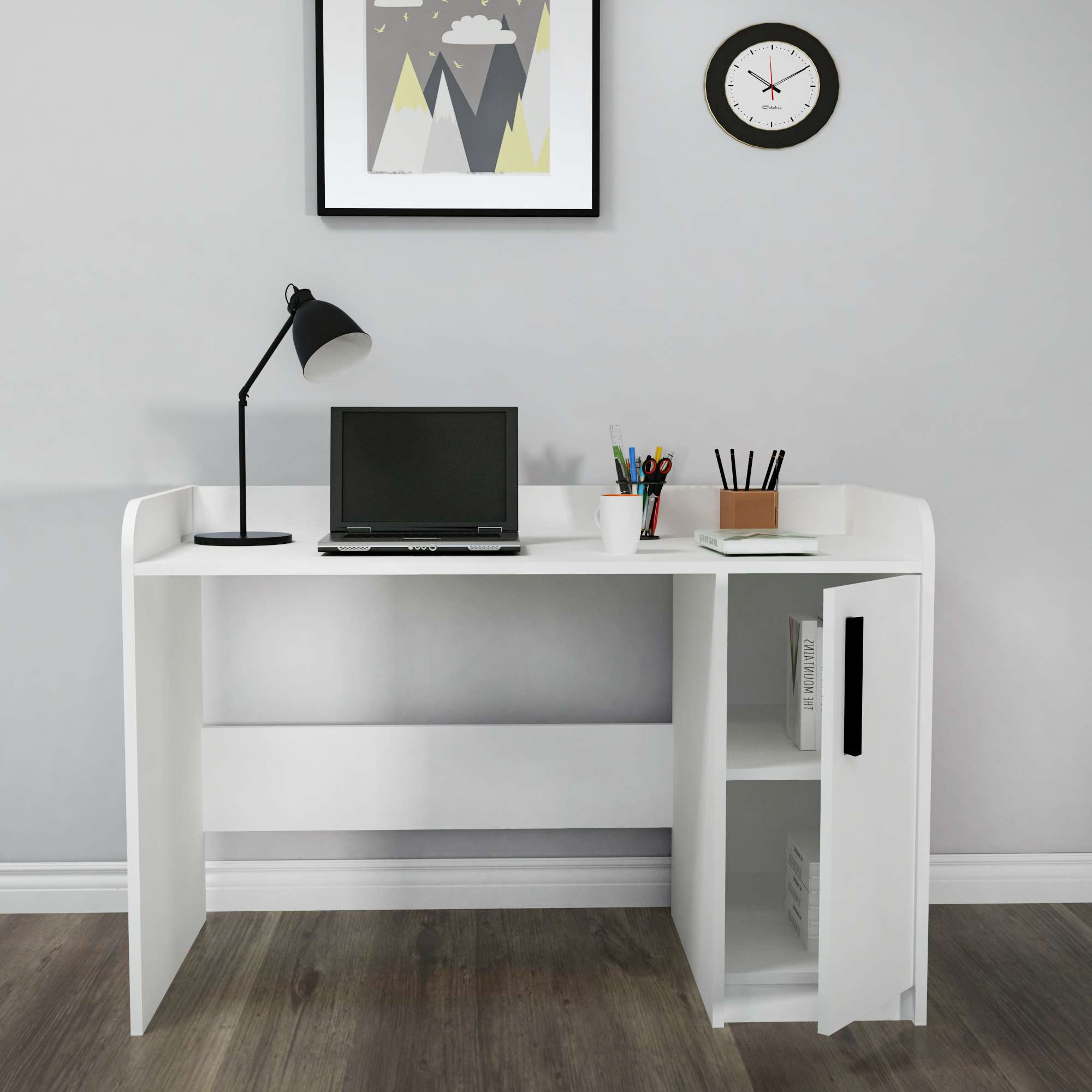 Secretária de Estudo – 123,6 cm x 83 cm x 60 cm – Branca – Aglomerado