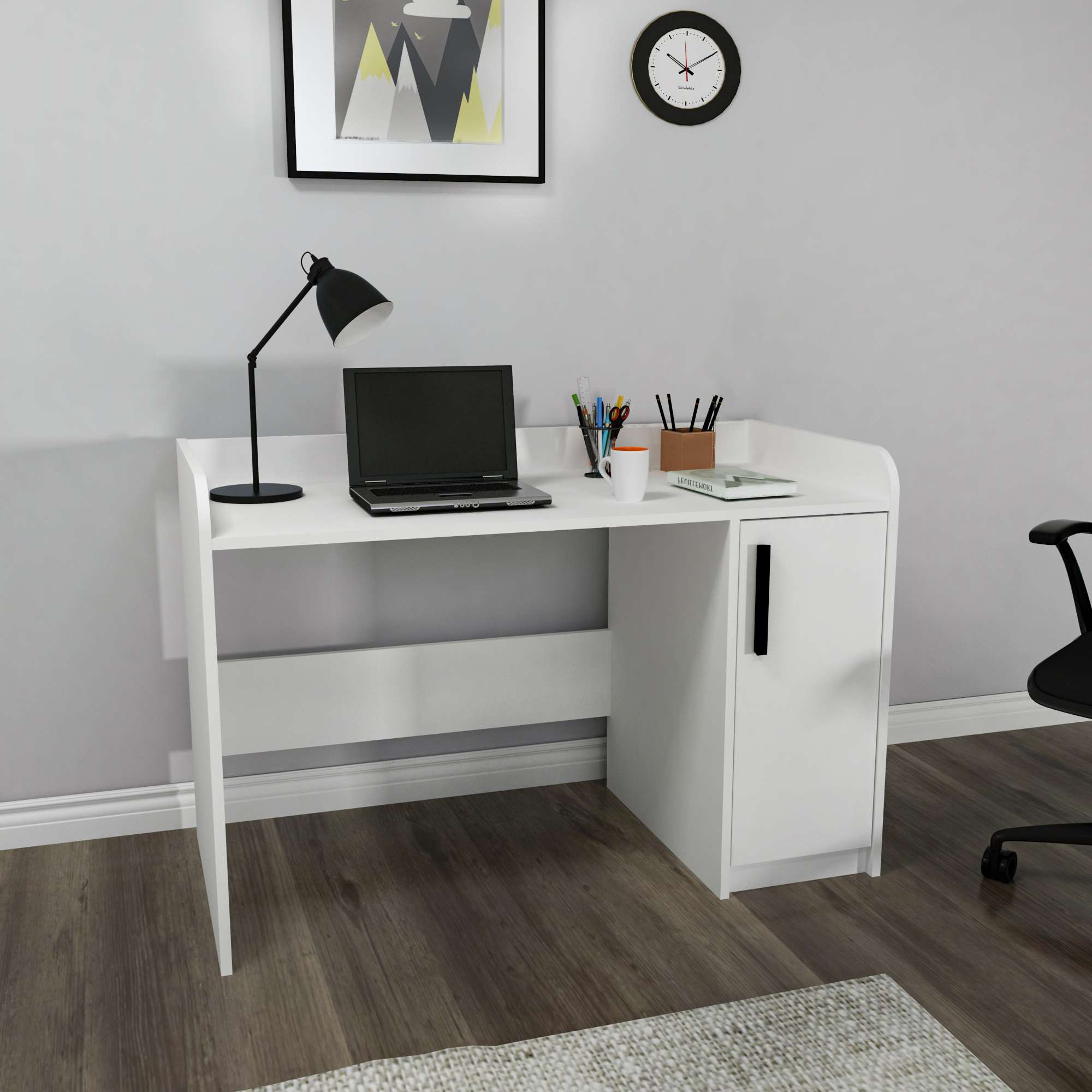 Secretária de Estudo – 123,6 cm x 83 cm x 60 cm – Branca – Aglomerado