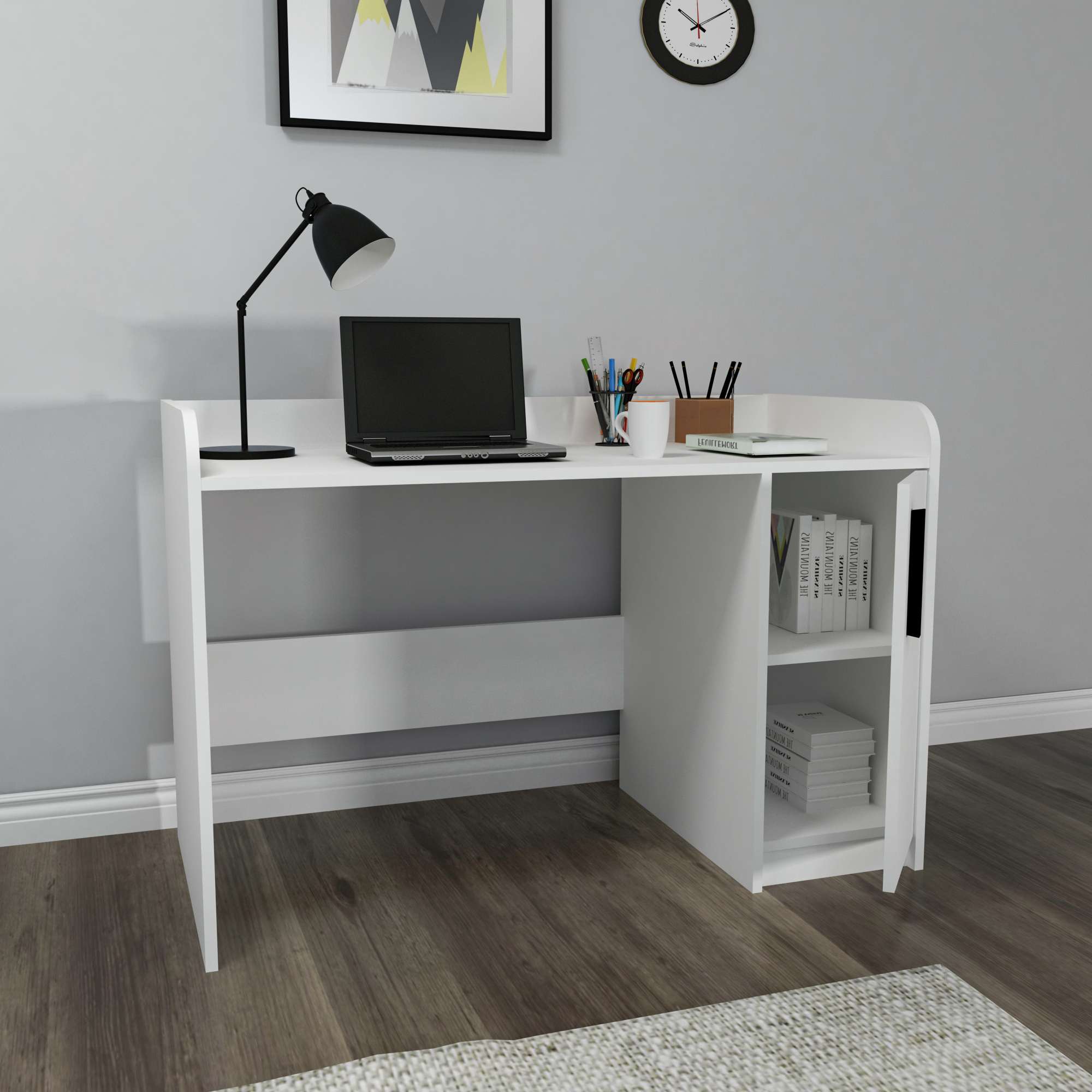 Secretária de Estudo – 123,6 cm x 83 cm x 60 cm – Branca – Aglomerado