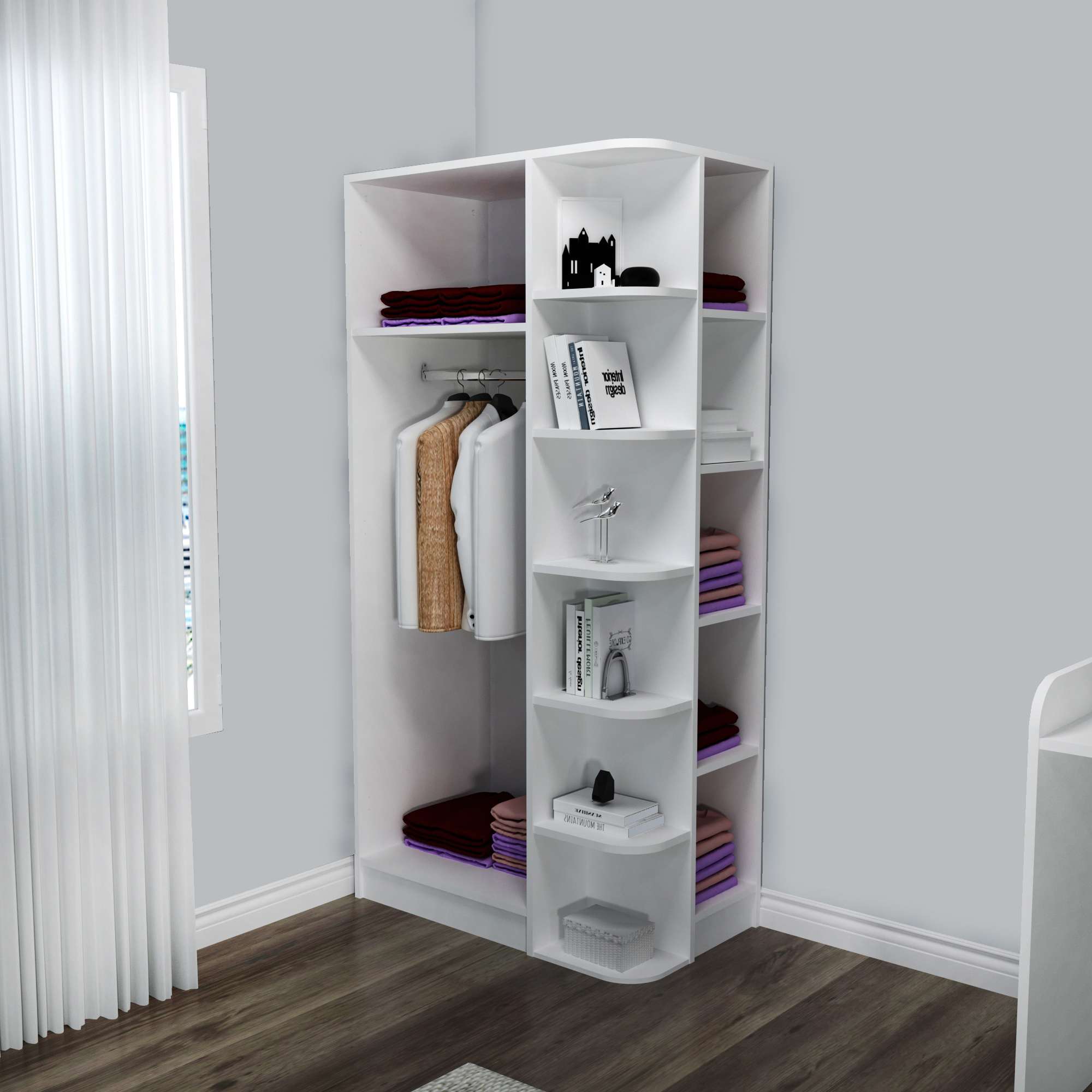 Guarda-roupa – 90 cm x 181,8 cm x 50 cm – Branco – MDF