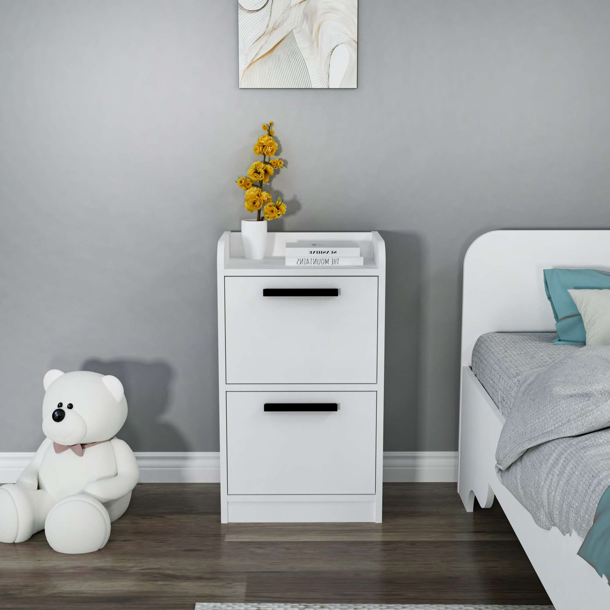 Mesa de cabeceira – 45 cm x 79,4 cm – Branco – Aglomerado revestido de melamina