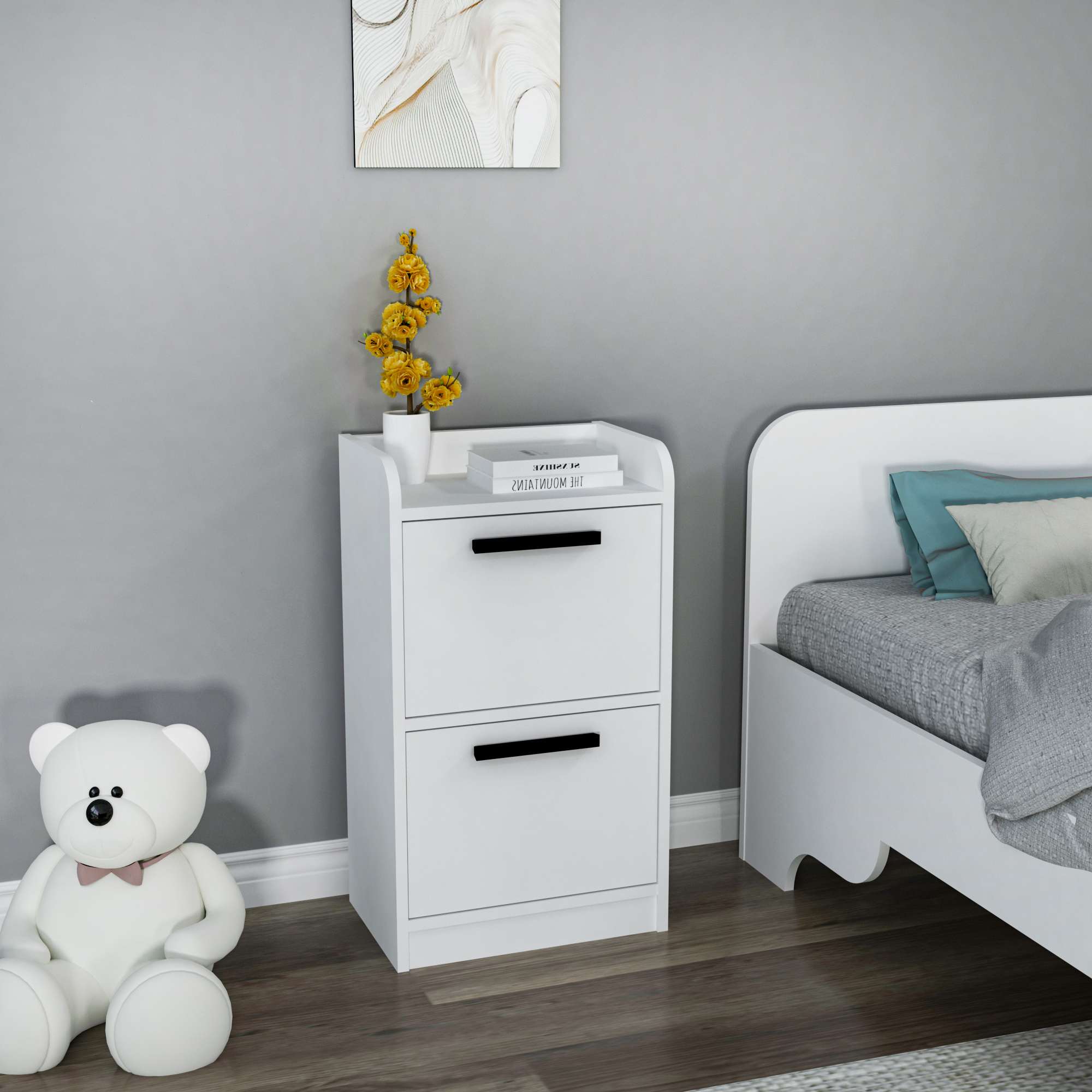Mesa de cabeceira – 45 cm x 79,4 cm – Branco – Aglomerado revestido de melamina
